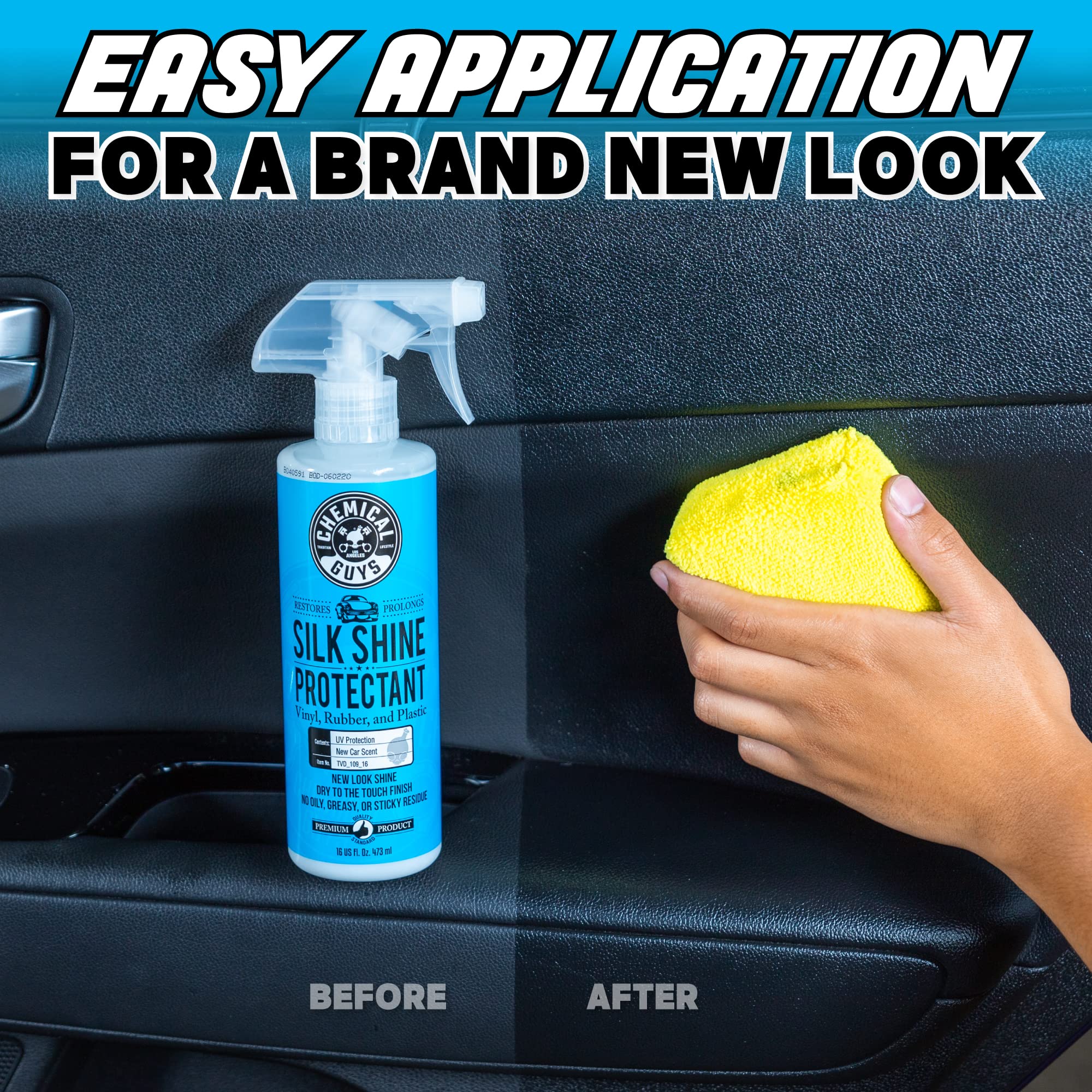 Silk Shine Chemical Guys Tire and Trim Dressing and Protectant – Non-Greasy Vinyl, Plastic & Rubber Spray, Plastic Restorer for Cars – Restores Shine for Cars, Trucks, Motorcycles, RVs, 128 oz