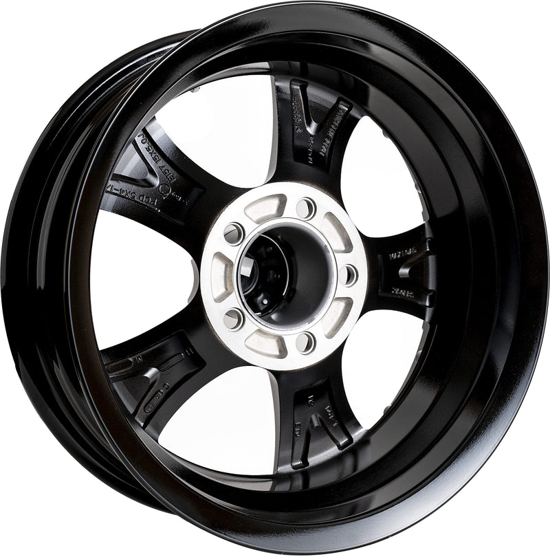 Viking Series 15x5 5x4.5 - Machined Lip and Face Gloss Black Aluminum Trailer Wheel with Black Cap *Trailer Use Only