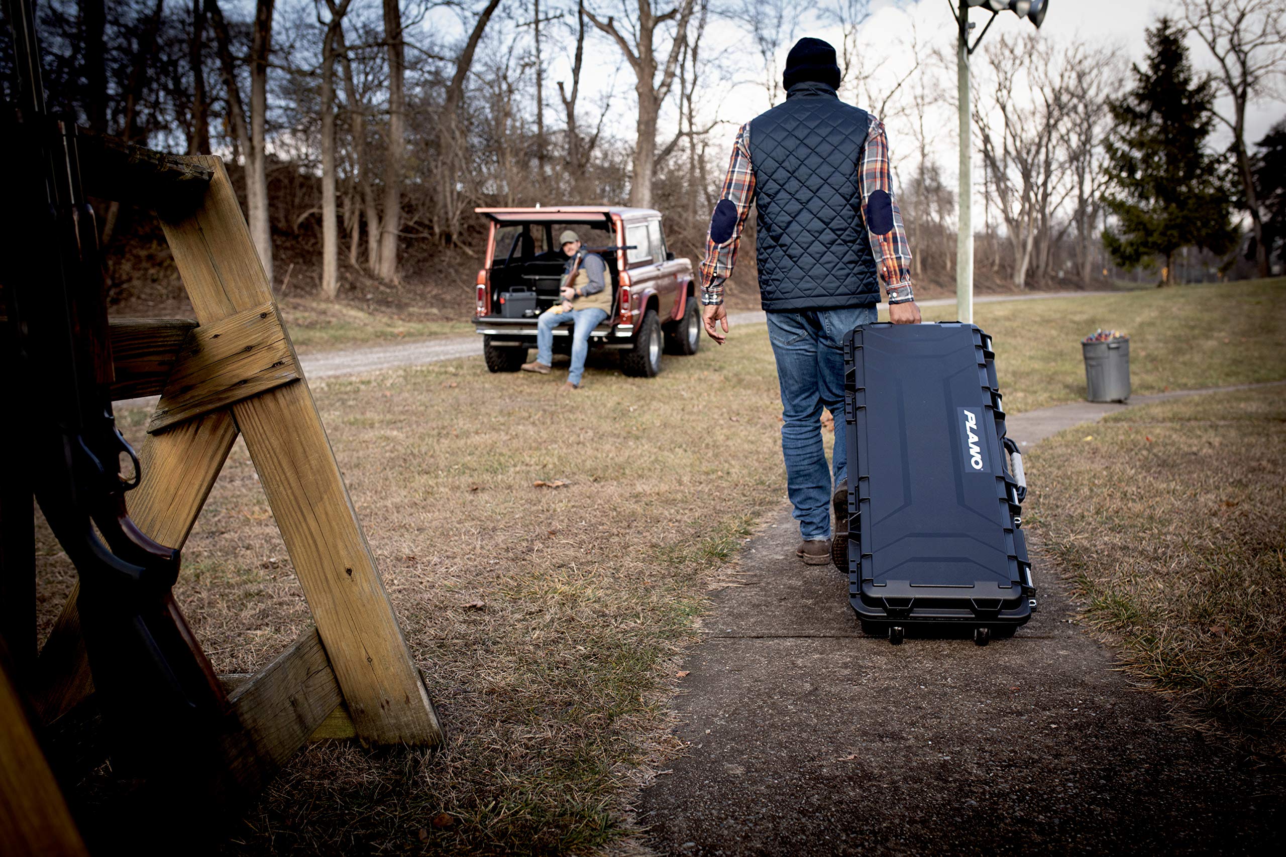 Plano 44" Double Tactical Field Locker Gun Case, Black with Gray Accents, Wheeled Gun Storage, Airline Approved