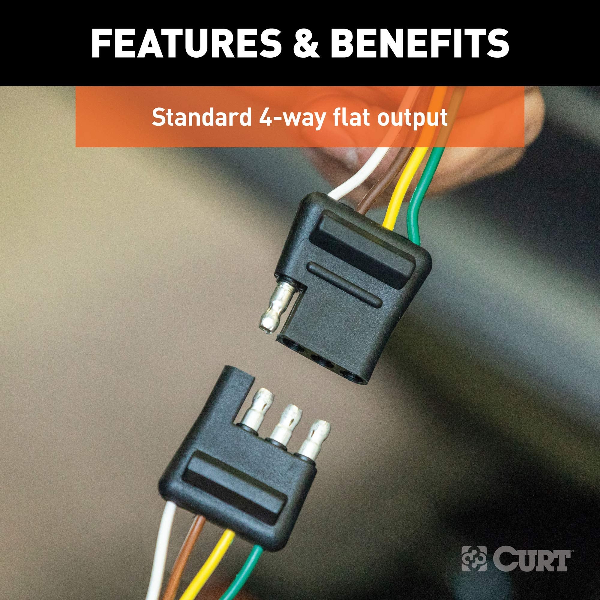 CURT 4-Pin Trailer Wiring Harness, 12-Inch Vehicle-Side and Trailer-Side Wires 58344