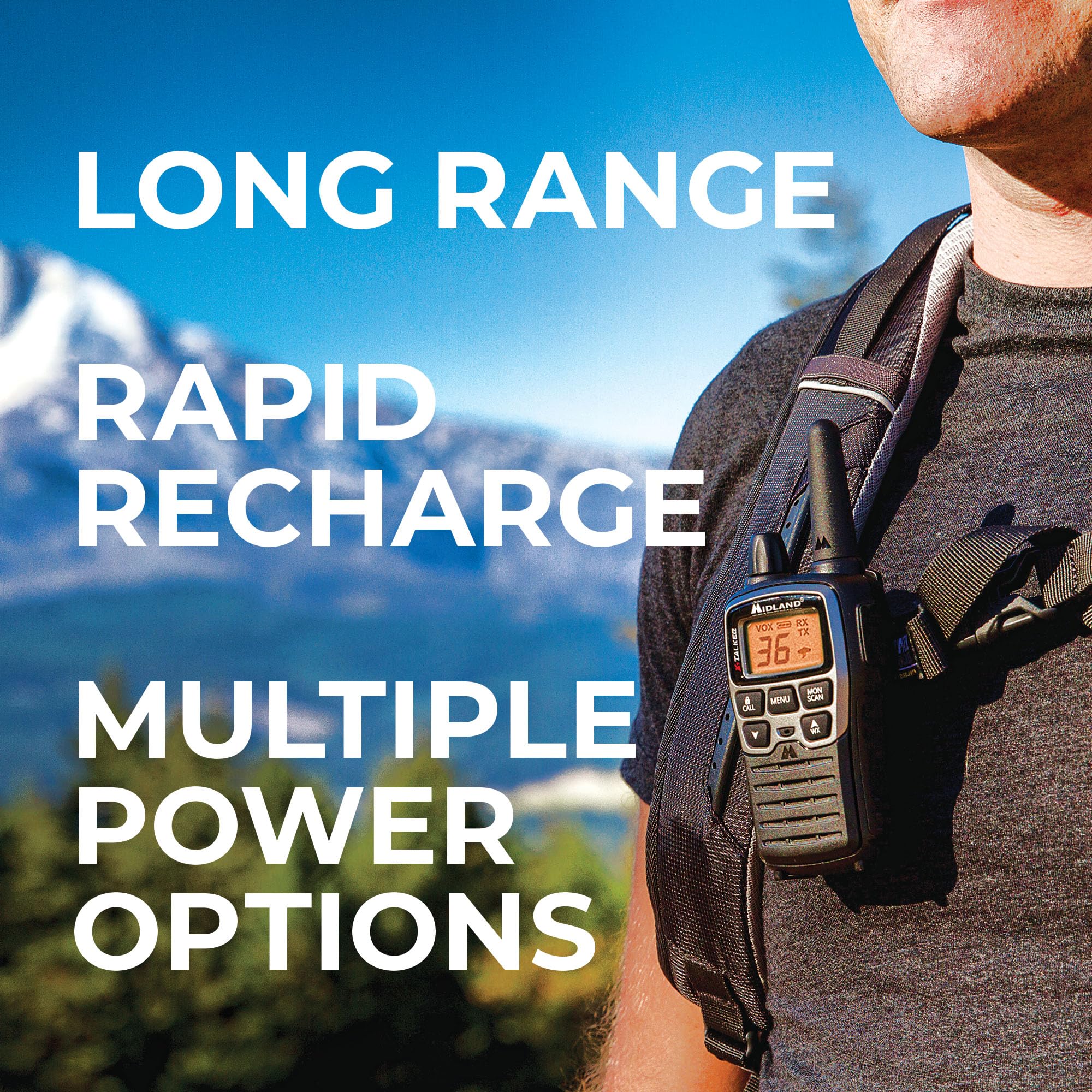 Midland T77VP5 X-TALKER Walkie-Talkie Long Range FRS Two-Way Radio for Camping Overlanding NOAA Weather Scan + Alert, 121 Privacy Codes - Includes Carrying Case & Headset Black/Silver, 2 Radio Bundle