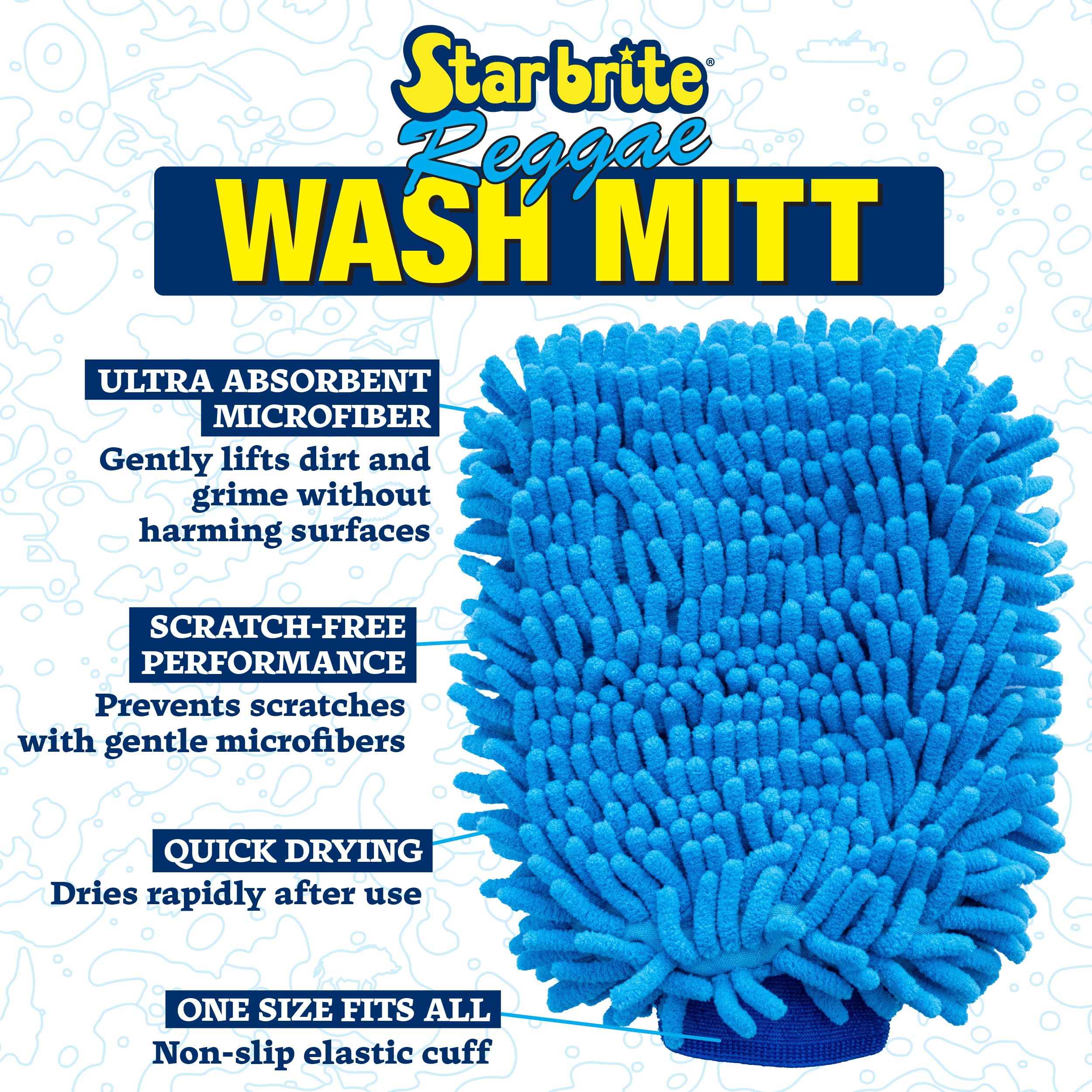 Microfiber STAR BRITE Reggae Wash Mitt (Blue) (040105)