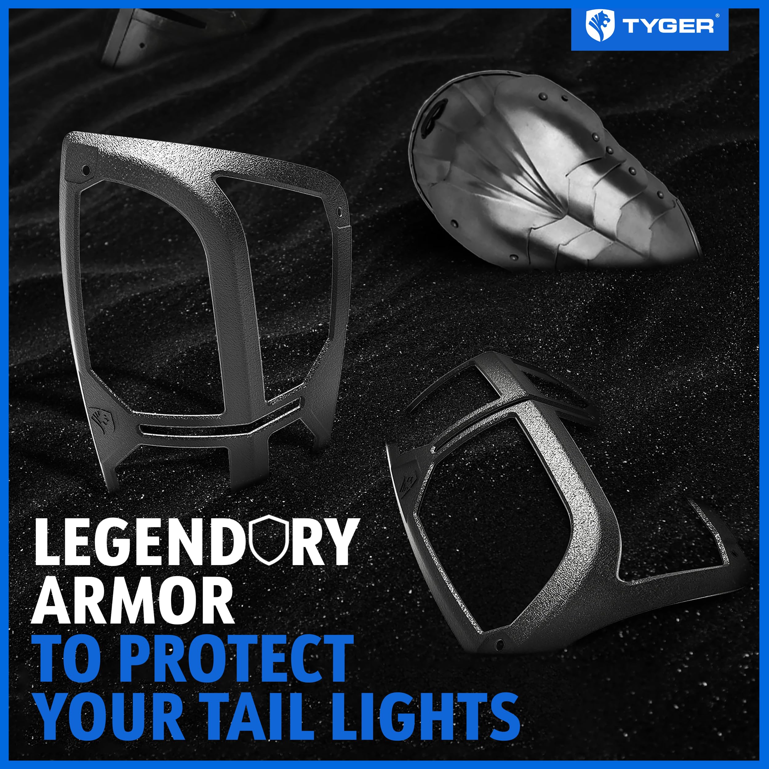 Tyger Auto Cast Aluminum Alloy Premium Pauldrons Tail Light Guard Covers Compatible with 2016-2023 Toyota Tacoma | Powdered Textured Black | No Drilling Required | TG-TG7T86668