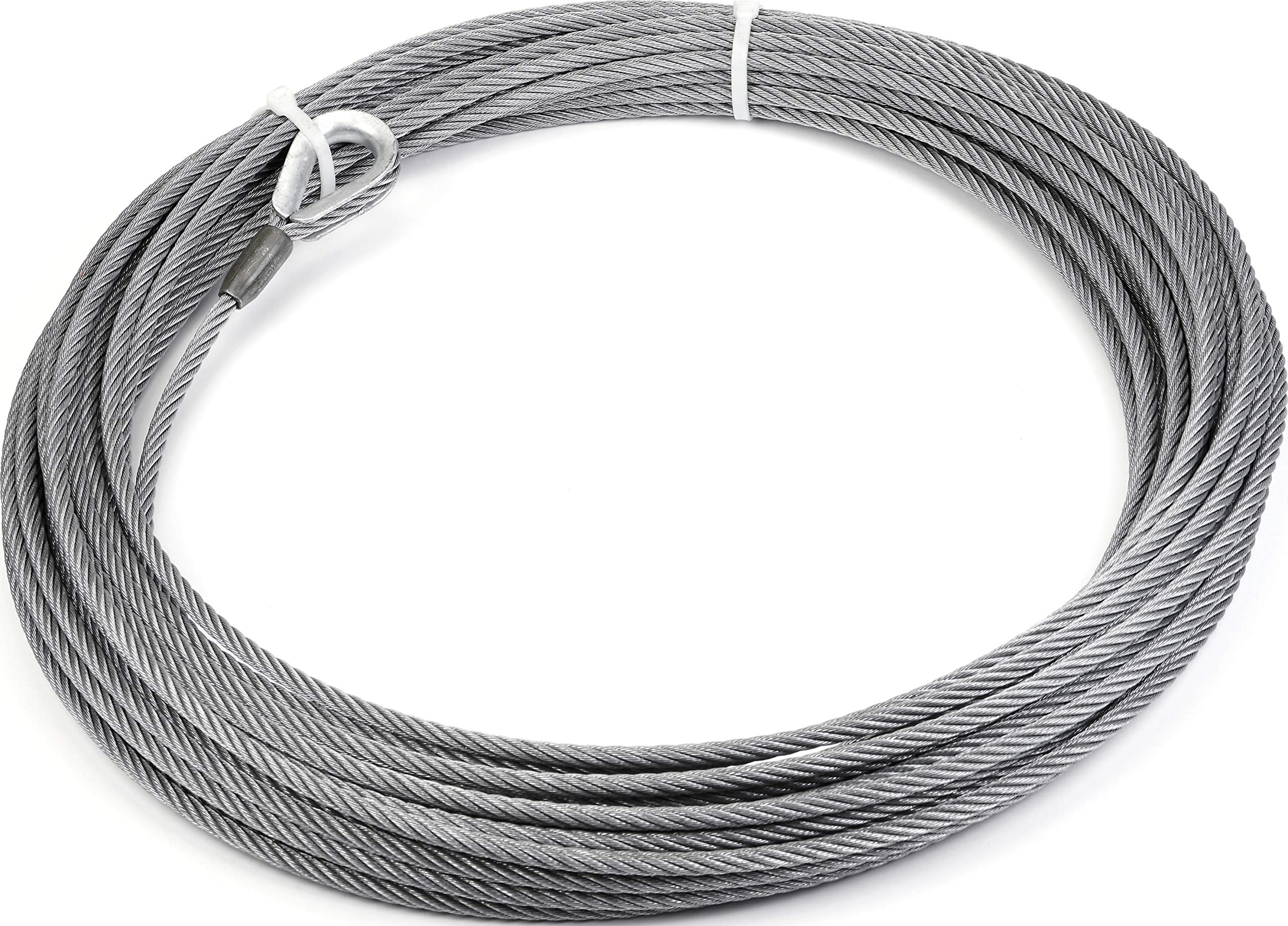 Winch Accessory WARN 38876: Steel Cable Wire Rope with Loop End and Terminal, 3/8" Diameter x 125' Length