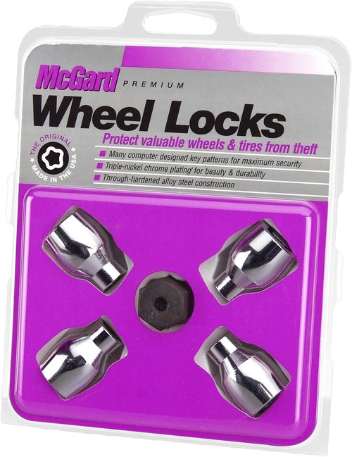 Cone McGard 24022 Chrome - Shank Seat Wheel Locks (M12 x 1.5 Thread Size) - Set of 4, 4 Locks / 1 Key