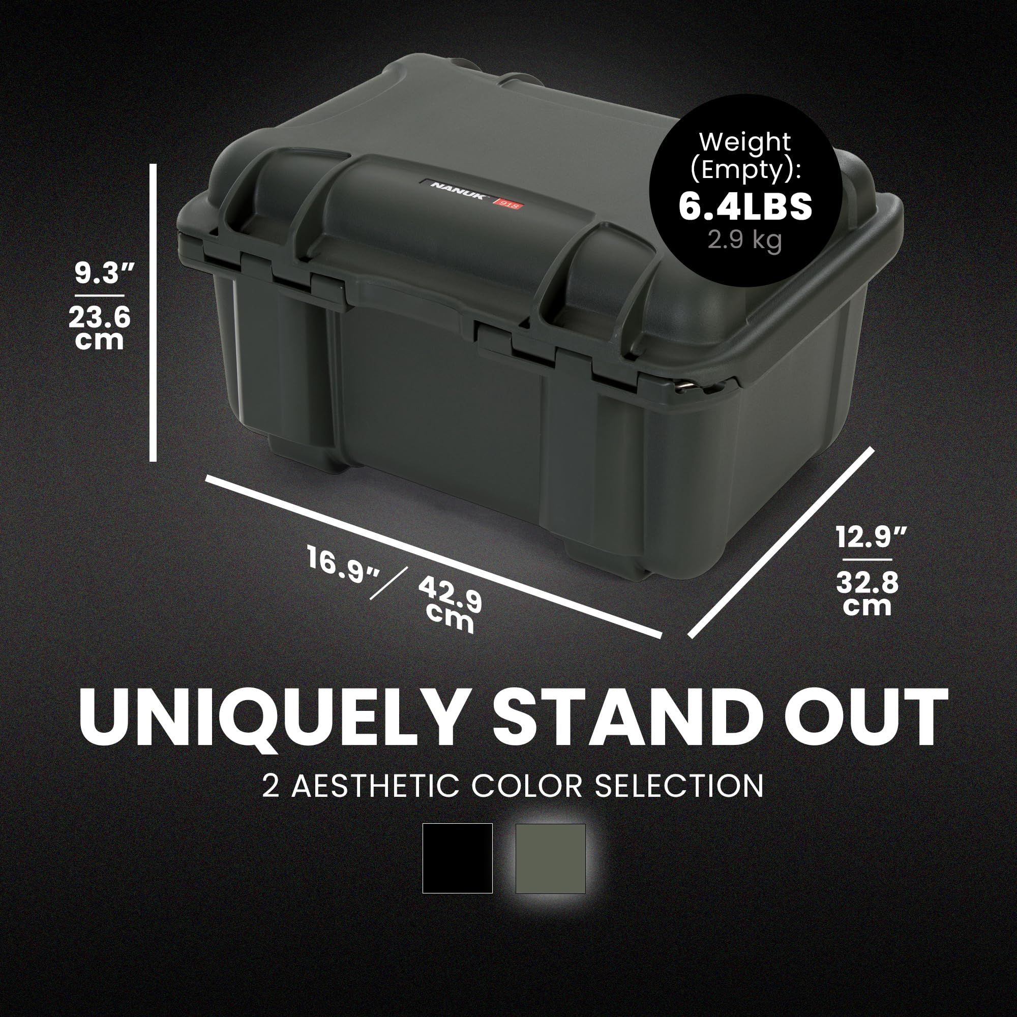 NANUK 918 Hard Case with Custom Foam Insert 3 UP, IP67 Waterproof & Crushproof, Rugged Construction for Ultimate Protection, Made in North America – Olive (16.9” x 12.9” x 9.3”)