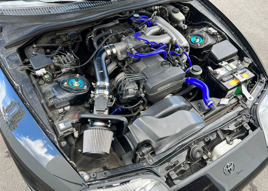 HPS Performance Air Intake Kit Black with Heat Shield Compatible for 1993-1996 Toyota Supra 3.0L Non 2JZGE, 827-715WB