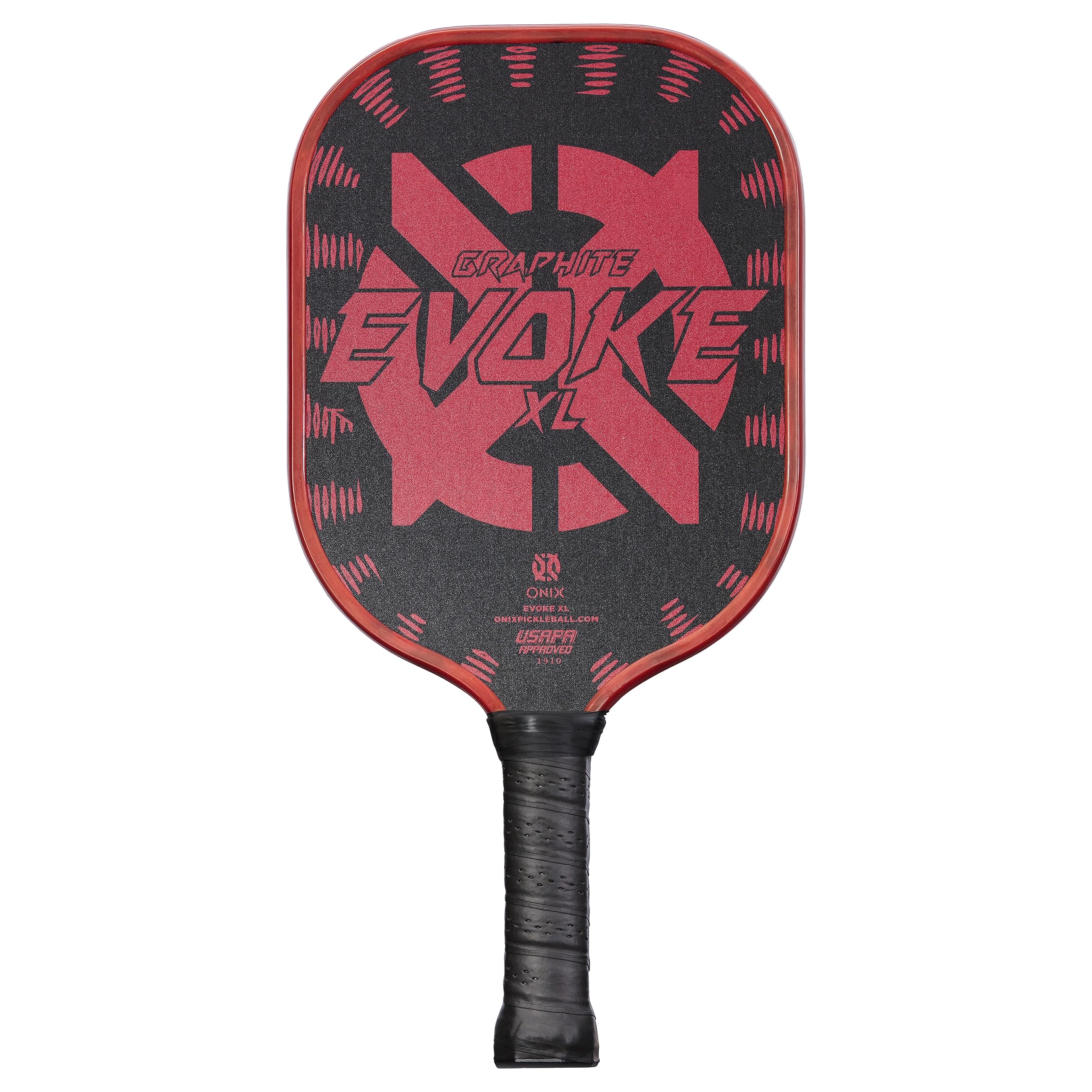Graphite Onix Evoke XL Pickleball Paddle Features Polypropylene Core, Graphite Face, and Oversized Shape, Red