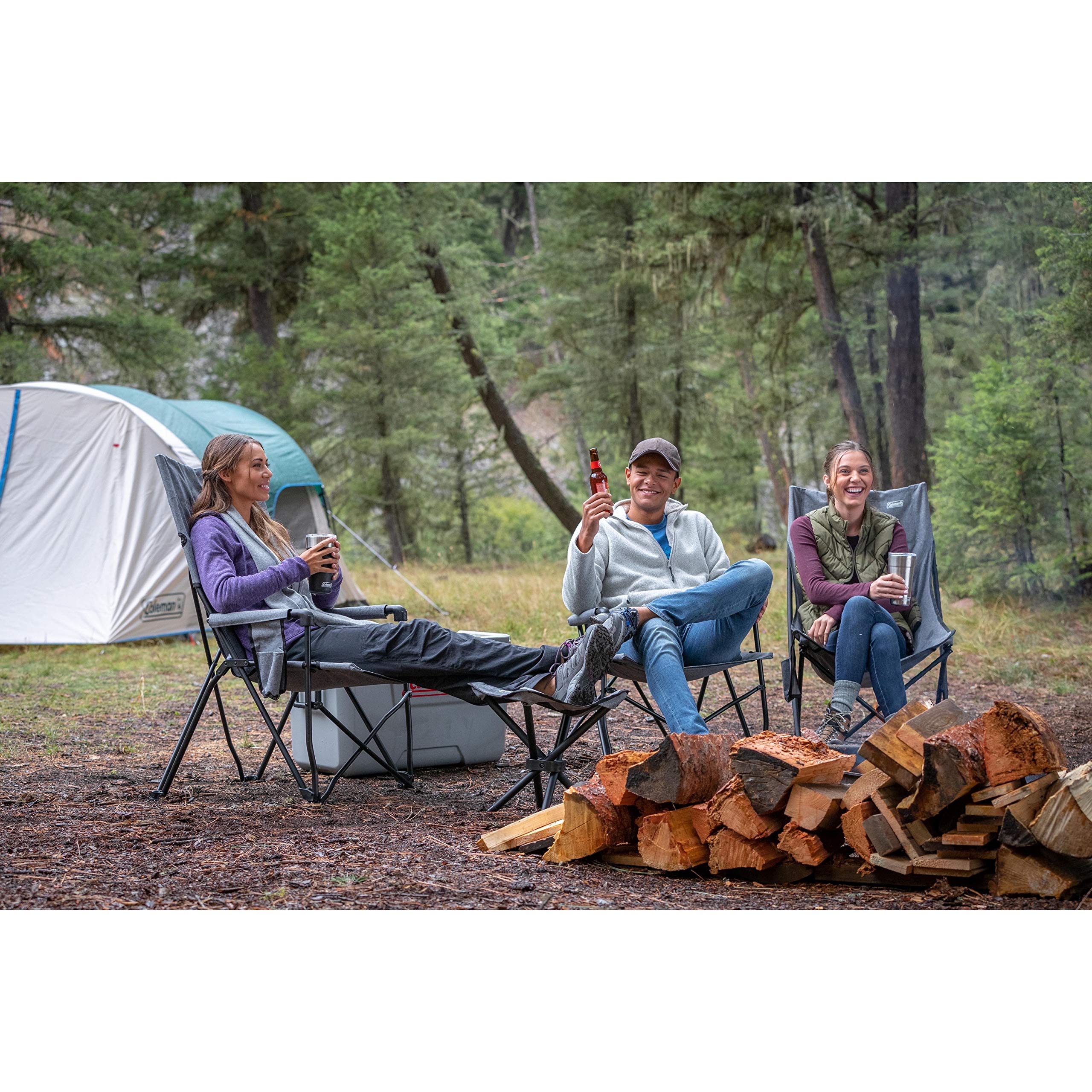 Coleman Outdoor Chairs Forester Series, Comfortable Camping Seats with Cupholder & Carry Bag, Supports up to 250lbs, Great for Backyard, Patio, Deck, Campsite, Tailgate, Sidelines