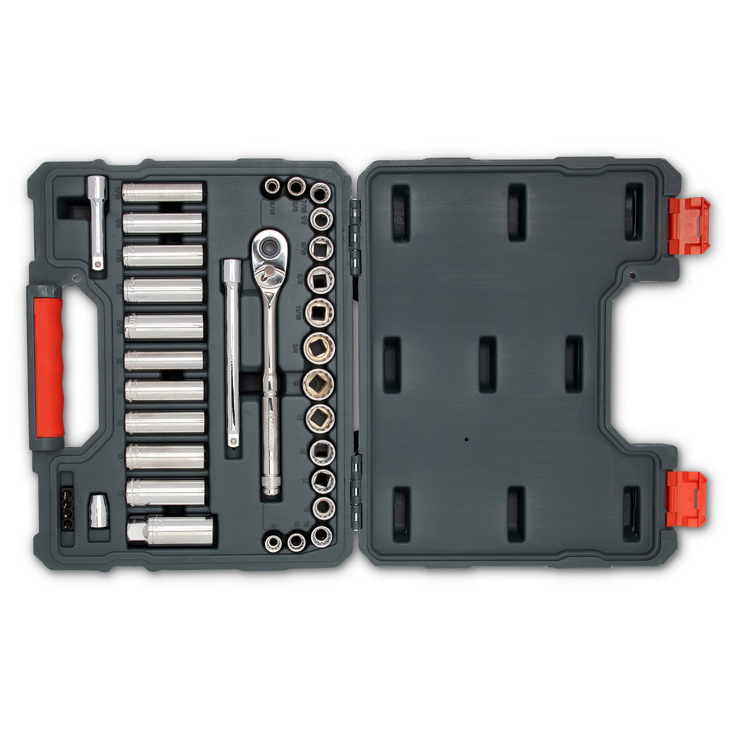 Crescent 35 Piece 6 and 12 Point 3/8" Drive Standard & Deep SAE/Metric Mechanics Tool Set - CTK35