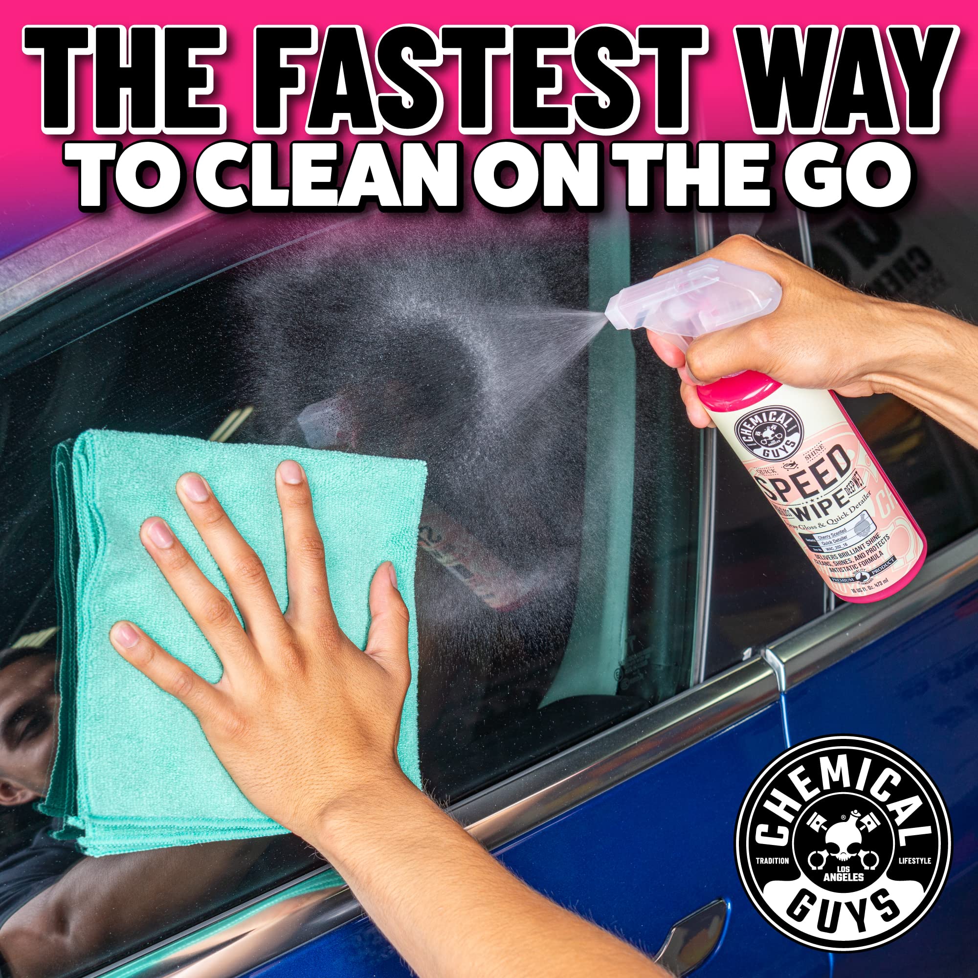 Chemical Guys Speed Wipe Quick Detailer - Streak-Free Shine, High Gloss, Detail Spray for Cars, Trucks, Motorcycles, RVs, and More, Safe on Paint, Glass, Wheels, and Trim, Cherry Scent, 128 fl oz