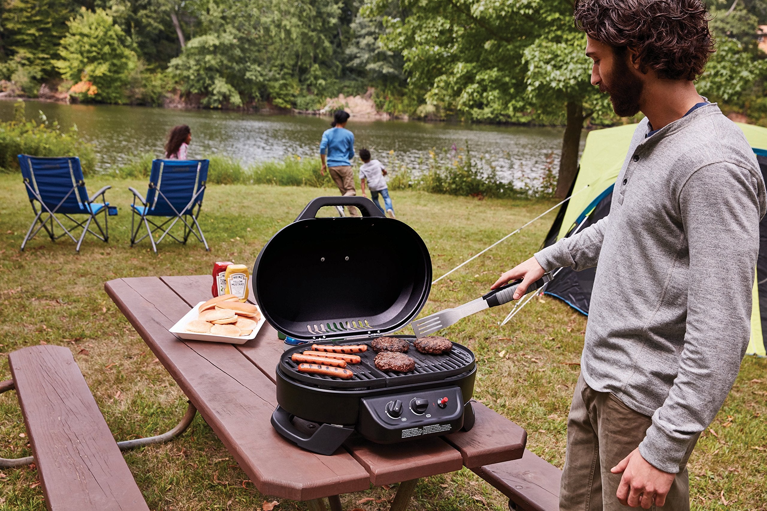 RoadTrip Coleman 225 Portable Tabletop Grill, 2-Burner Gas Grill with Matchless Ignition & Adjustable Temperature Control, 11,000 BTUs of Power for Grilling, Tailgating, Camping, BBQ, & More