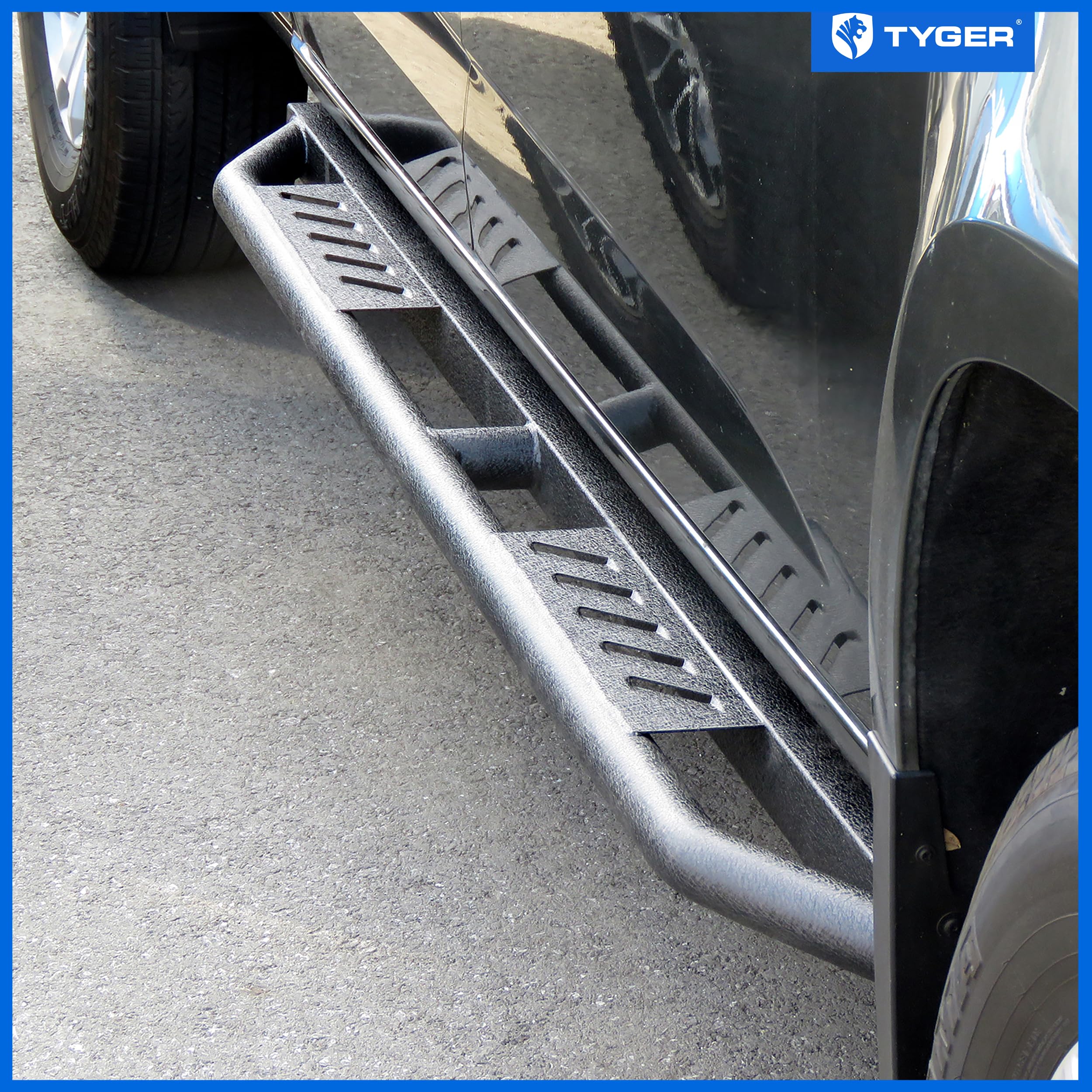 Tyger Auto Trax Side Steps with 2015-2026 Chevy Colorado GMC Canyon Compatible | Crew Cab | TG-TX7C29828 | Textured Black Rail Running Board