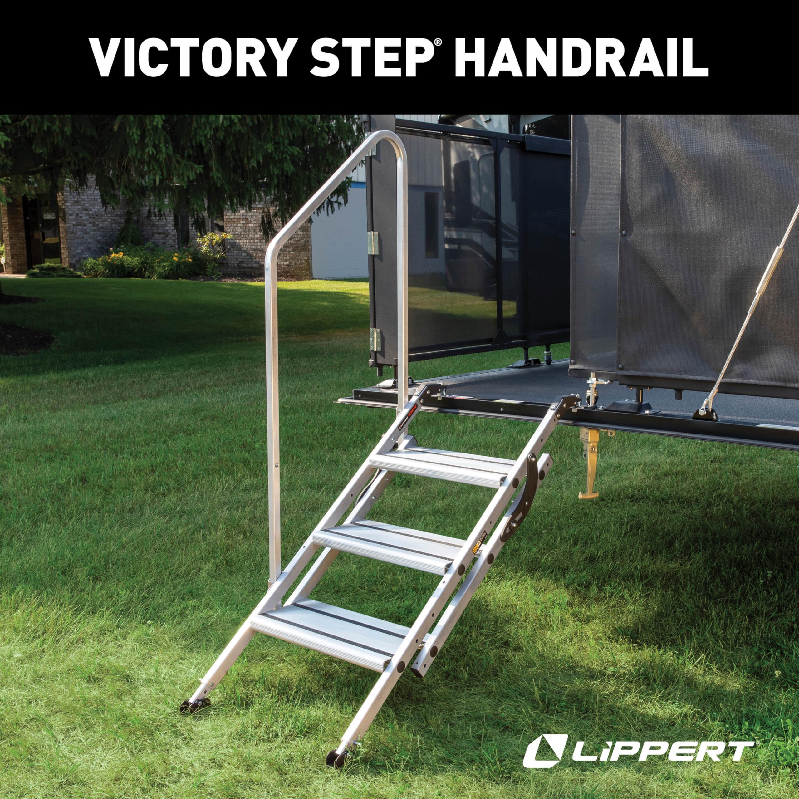 Lippert Entry Assist Handrail for Triple/Quad Victory Step RV Patio Steps, Aluminum Construction, Easy Installation - 2023024502