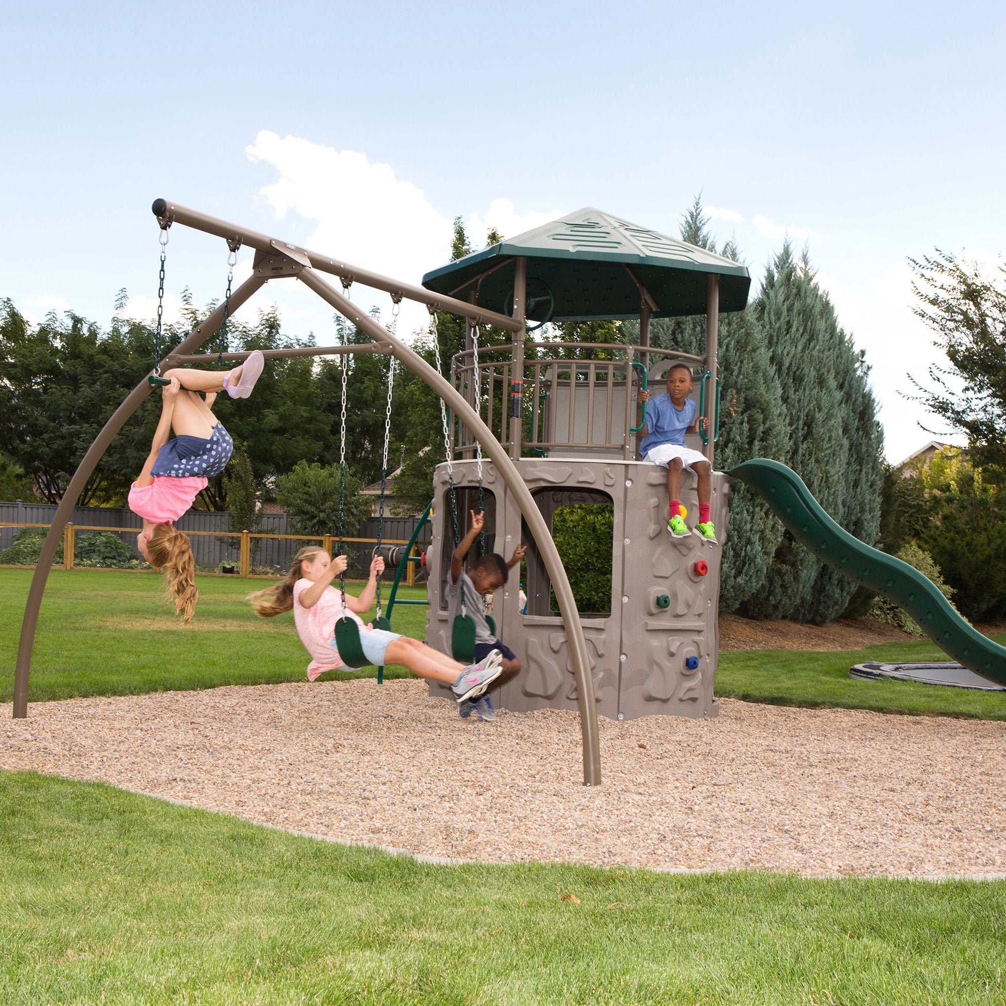 Adventure Tower Lifetime 290633 Swing Set, Earthtone