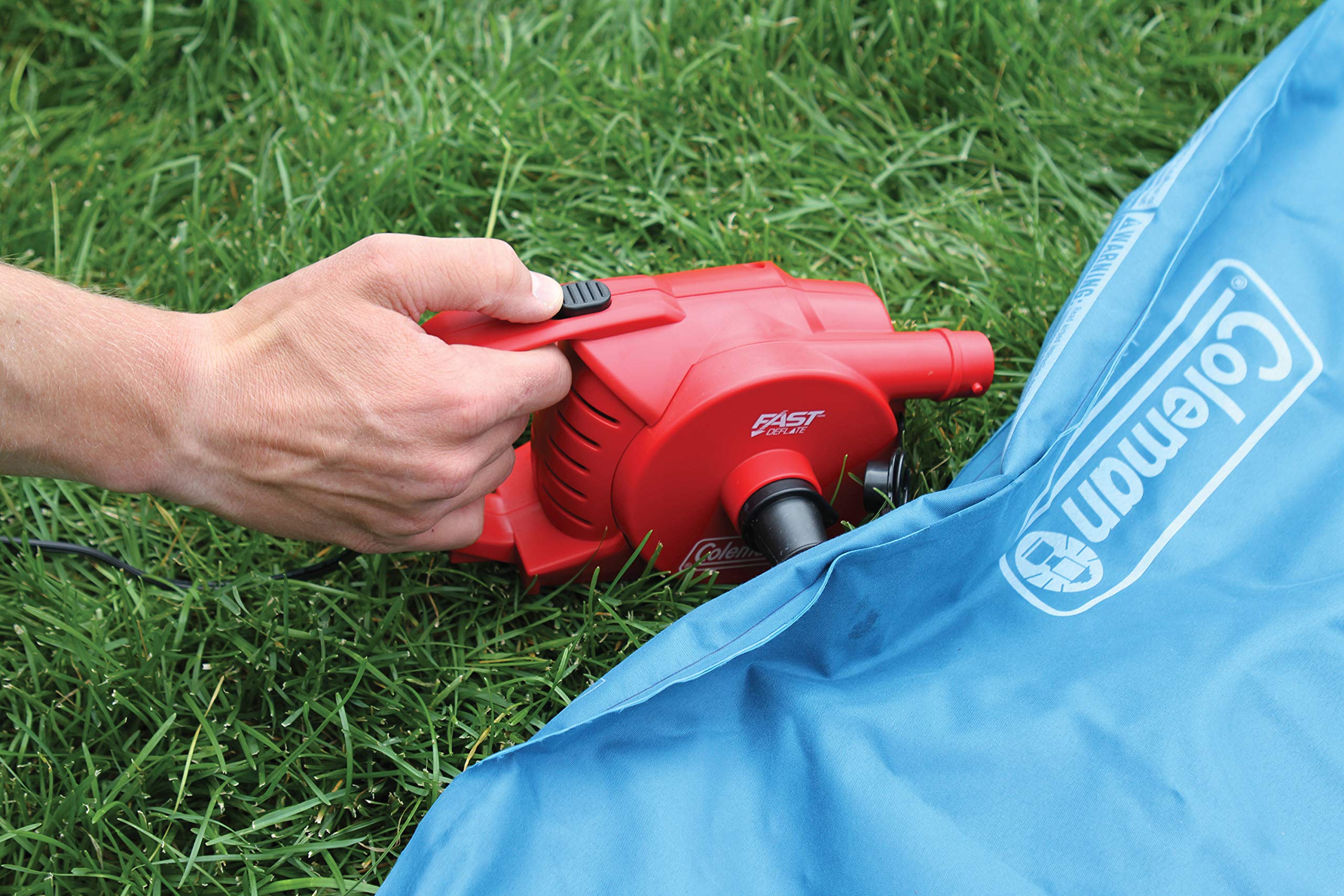 Coleman Air Pump QuickPump for Air Beds & Inflatables, Portable Pump with Fast Inflation or Deflation, Battery-Powered/Rechargeable/12-Volt/120-Volt Power Options