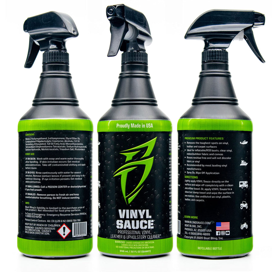 Boat Bling Vinyl Sauce VS-0128 Premium Vinyl and Leather Cleaner, Gallon Refill, Black, 1 Gallon, for Boats, RVs, Powersport Vehicles and More