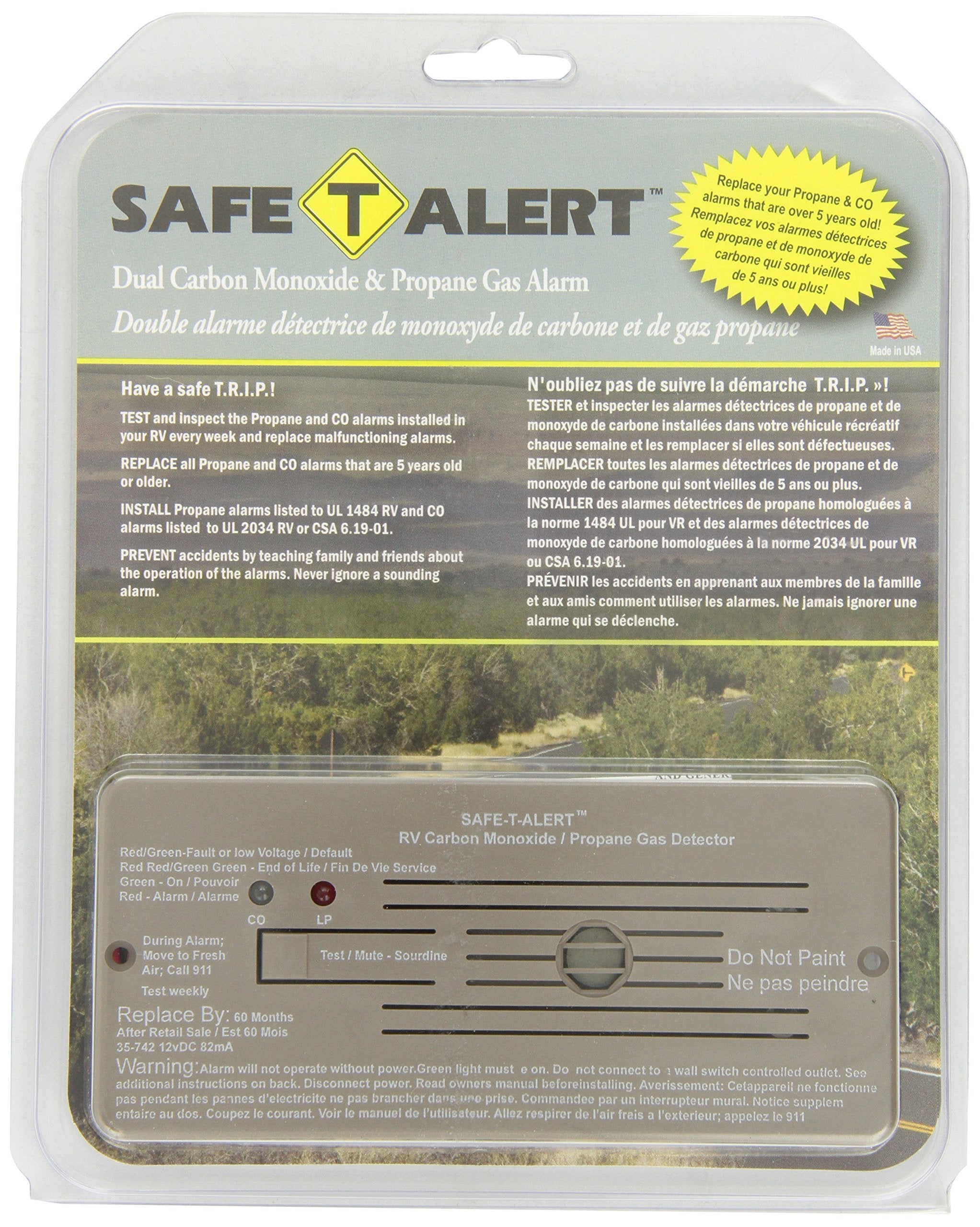 35-742-BR Safe-T-Alert by MTI Industries 35 Series Dual LP/CO Alarm - Flush Mount, Brown