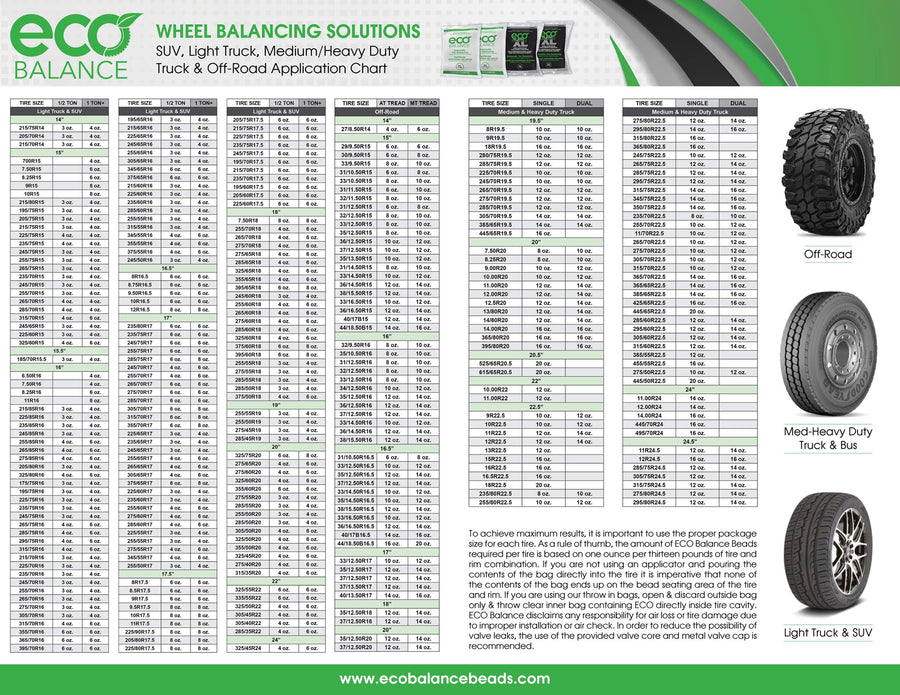 12oz ECO Balance XL - Large Balancing Bead Solution Designed for use with Extreme Balancing Conditions but Compatible with All Applications - 1