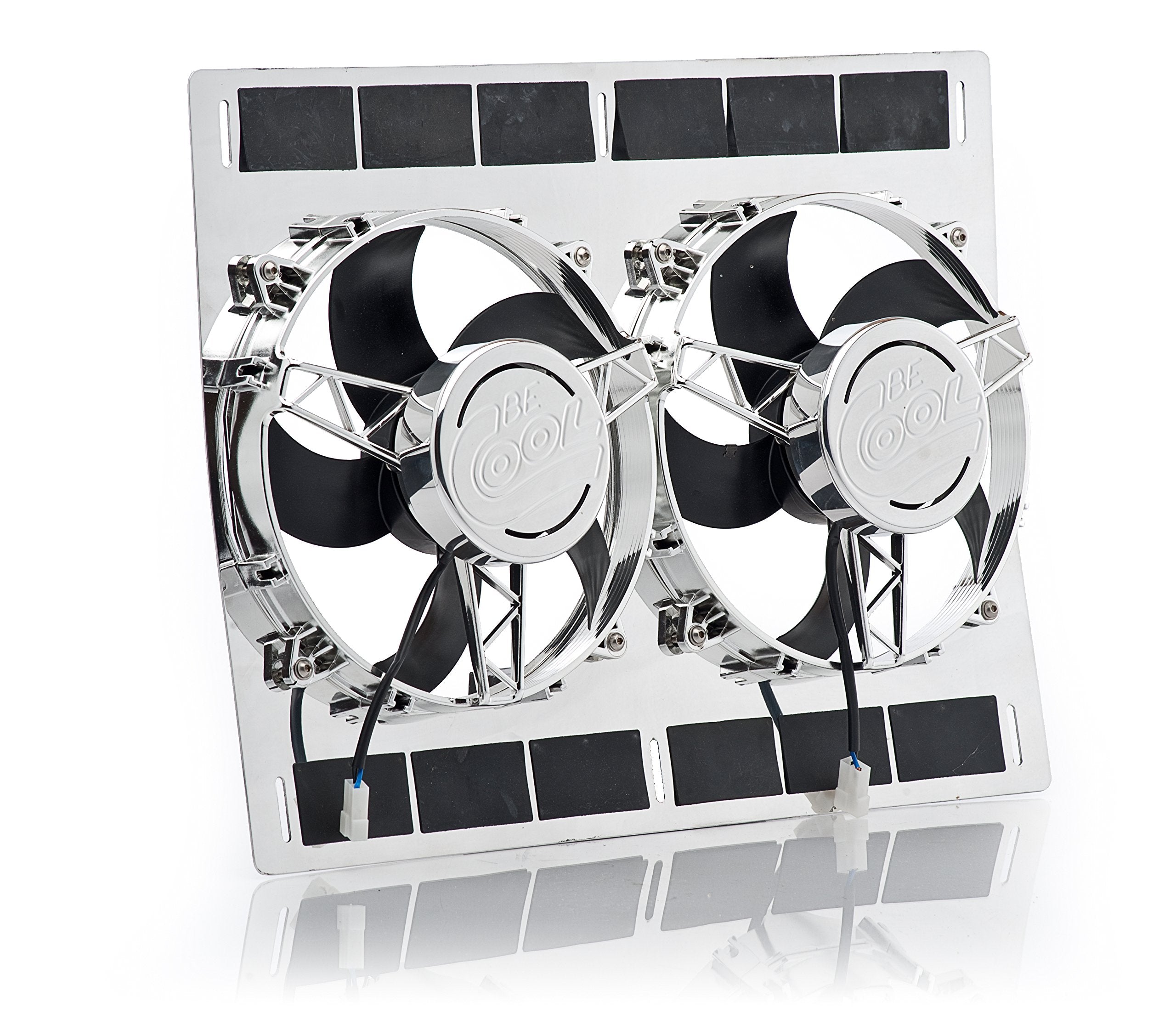 Be Cool Show & Go 75351 11" Stainless Shroud (24"W x 18"H with Dual Chrome Puller Fans)