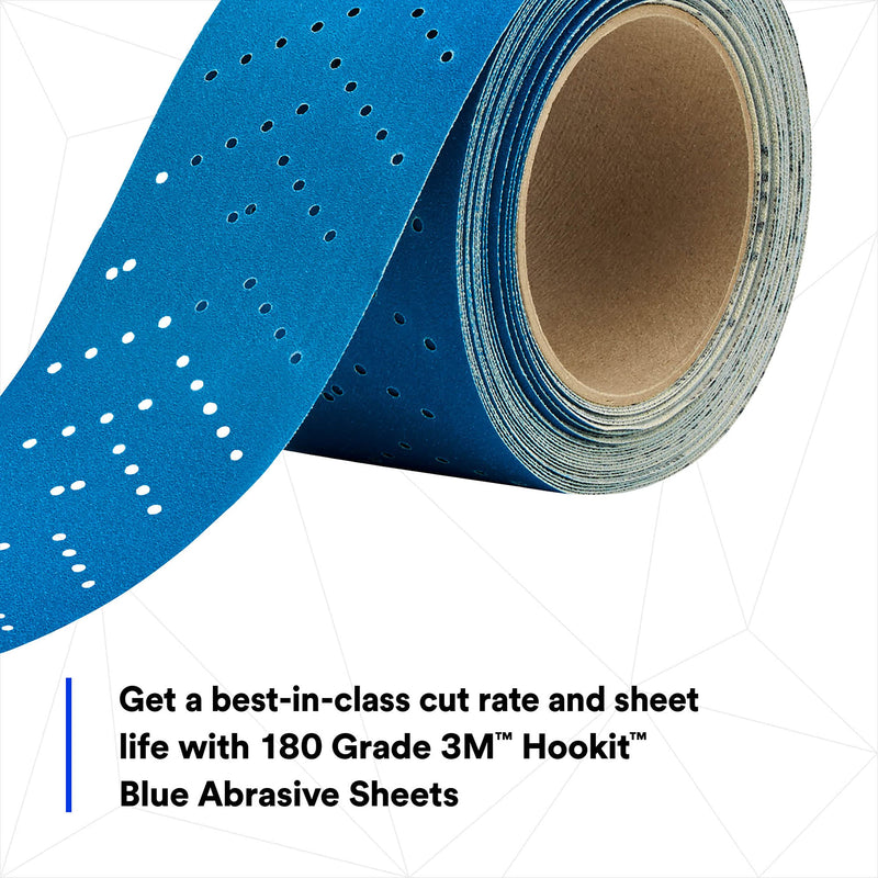 3M Hookit Blue Abrasive Roll Sheet, 36191, Multi-Hole, 2.75 in x 13 yd, 180+ Grade, Automotive Sanding Sandpaper for Coating Removal, Body Repair, Auto Sanding