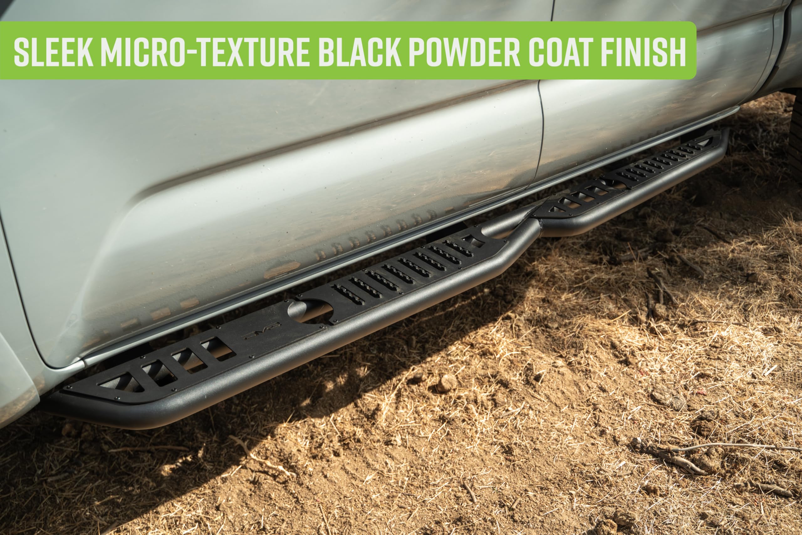 Offroad DV8 OE Plus Side Steps for 2016-2023 Toyota Tacoma Crew Cab | Anti-Slip Design | Mounts to Body/Pinch Weld | Provides Protection from Light Trail Debris | Fully Bolt-On | Powder Coated | Steel