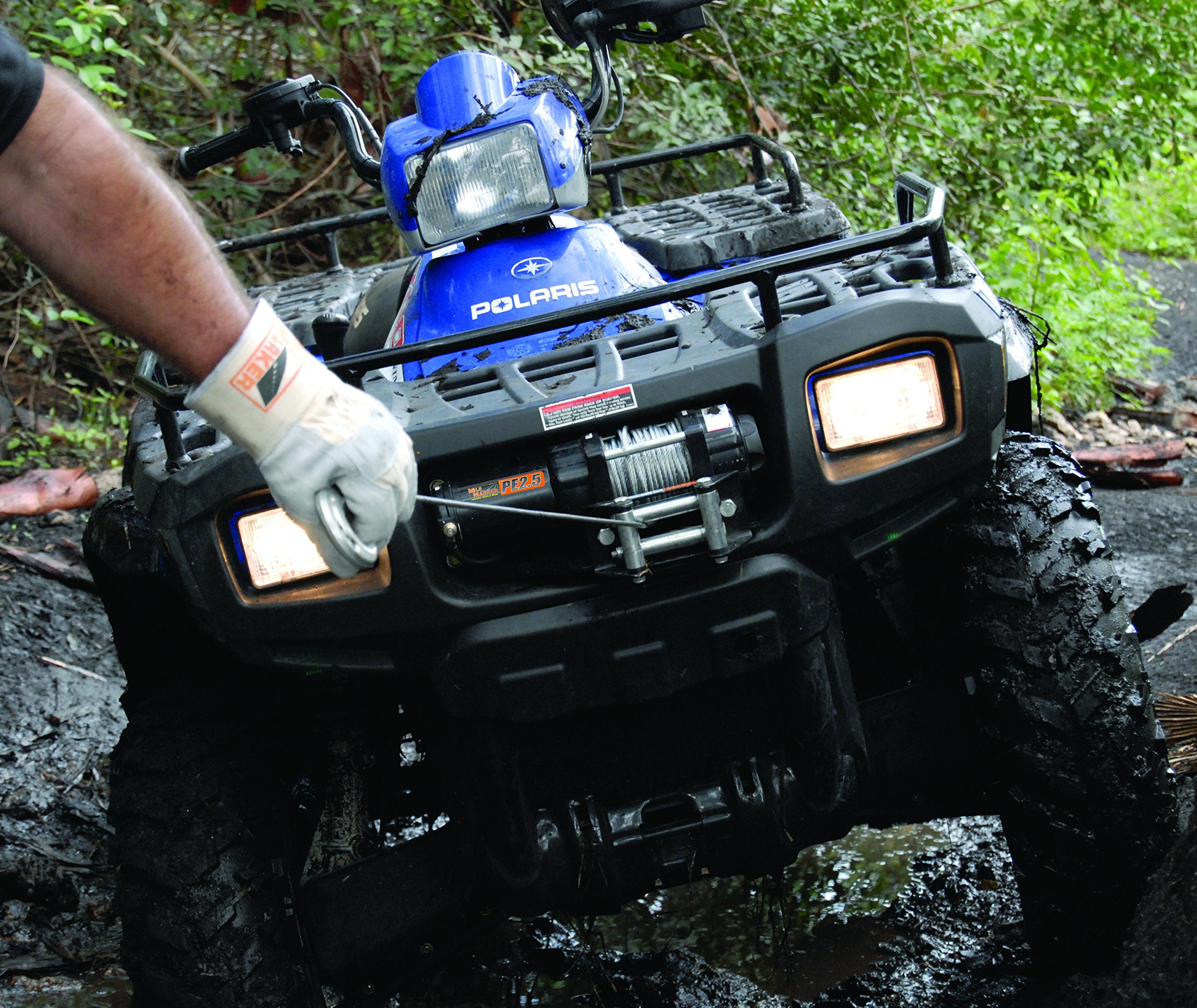 Mile Marker PE2.5 77-50105BW ATV UTV Side by Side Electric Winch with 3/16” x 42’ Steel Cable - 2500 Pound Capacity - Fully Sealed, Submersible, Water, Mud & Snow Proof