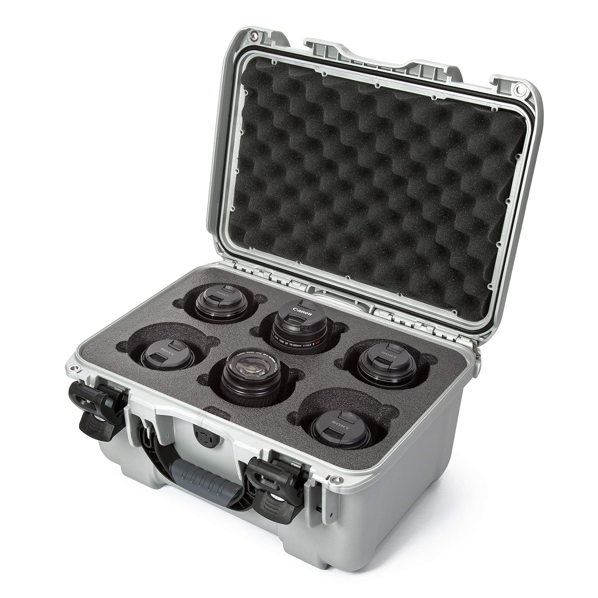 Waterproof Nanuk 918 Hard Case with Custom Foam Insert for 6 Lenses - Silver