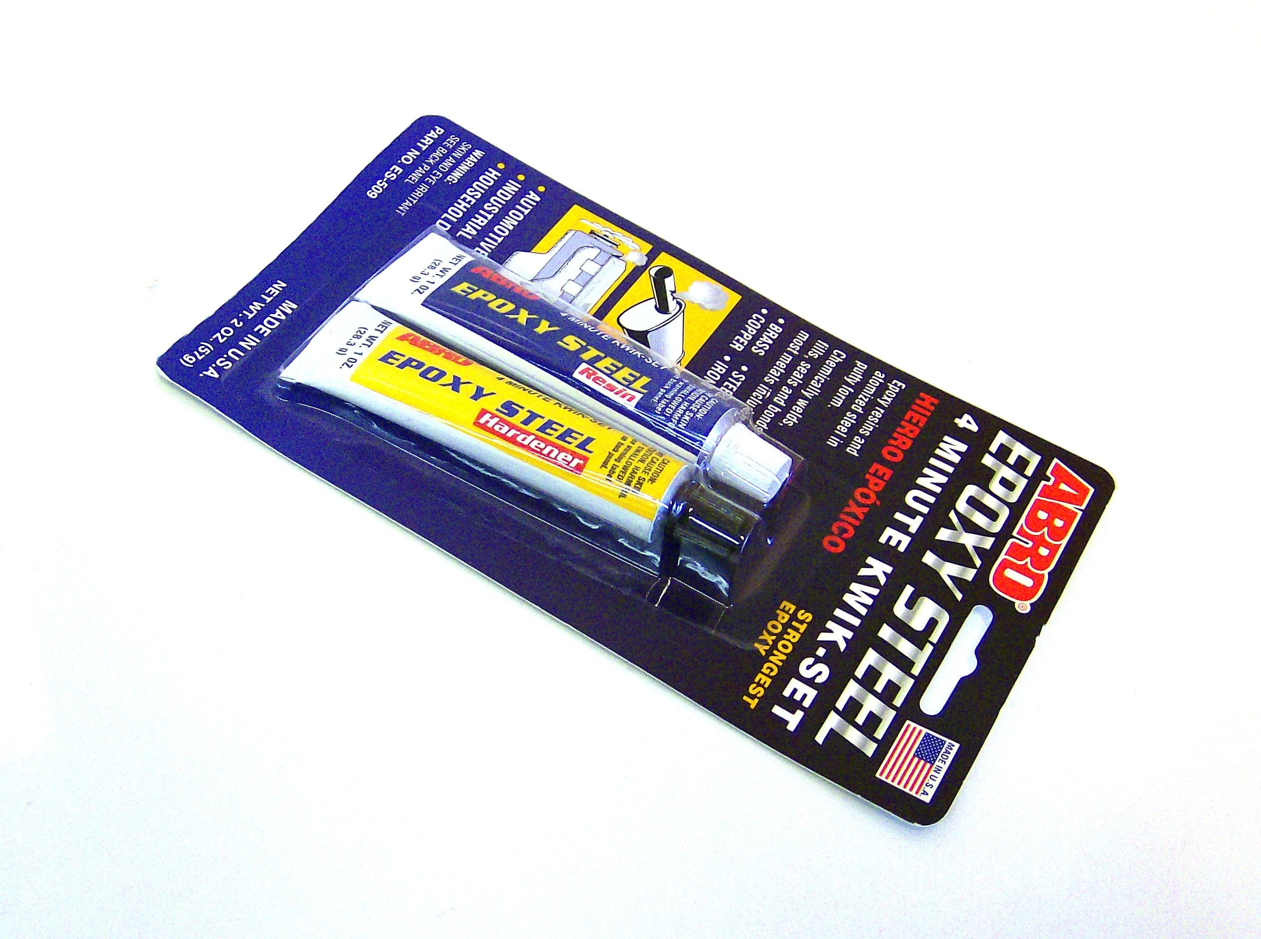 Epoxy Steel Adhesive ABRO 4 Minute Set Automotive Grade, Bonds Most Metals, Easy to Use, Chemically Welds, Fills, and Seals, for Automotive, Industrial, and Household Use (1)