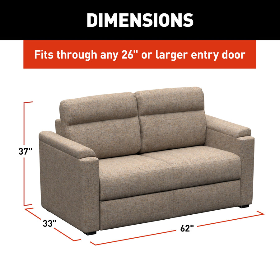 Dellmead RV Clickback Sleeper Sofa THOMAS PAYNE Signature Heritage Series 62" with Automatic, Adjustable Fold-Out Legs, Four Reclining Positions, Easy Transition - 2024044224
