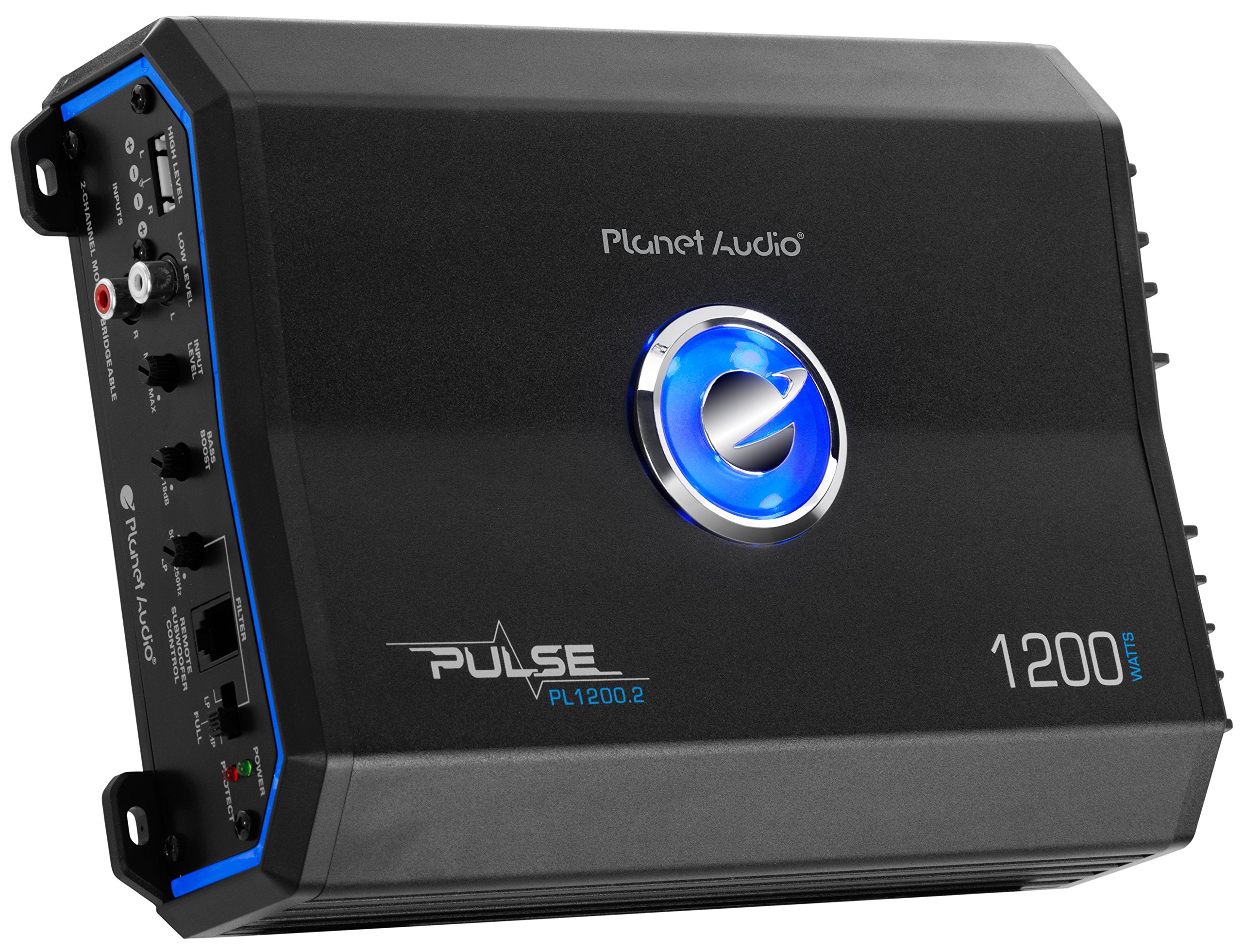 Planet Audio 2 Channel PL1200.2 Car Amplifier - 1200 Watts, Full Range, Class A/B, 2/8 Ohm Stable, Mosfet Power Supply, Bridgeable