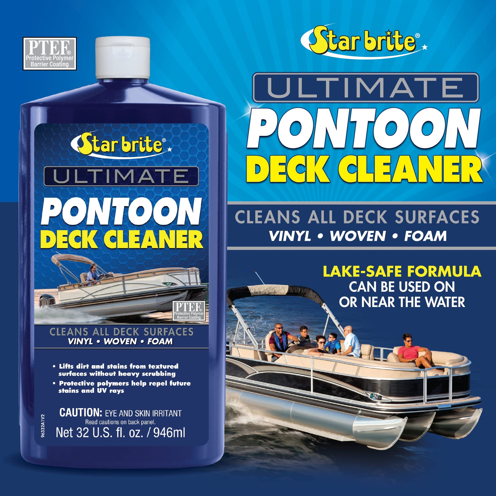 Ultimate STAR BRITE Pontoon Deck Cleaner - Lift Dirt & Stains from All Carpets, Woven, Foam & Textured Surfaces - 32 OZ (096332)