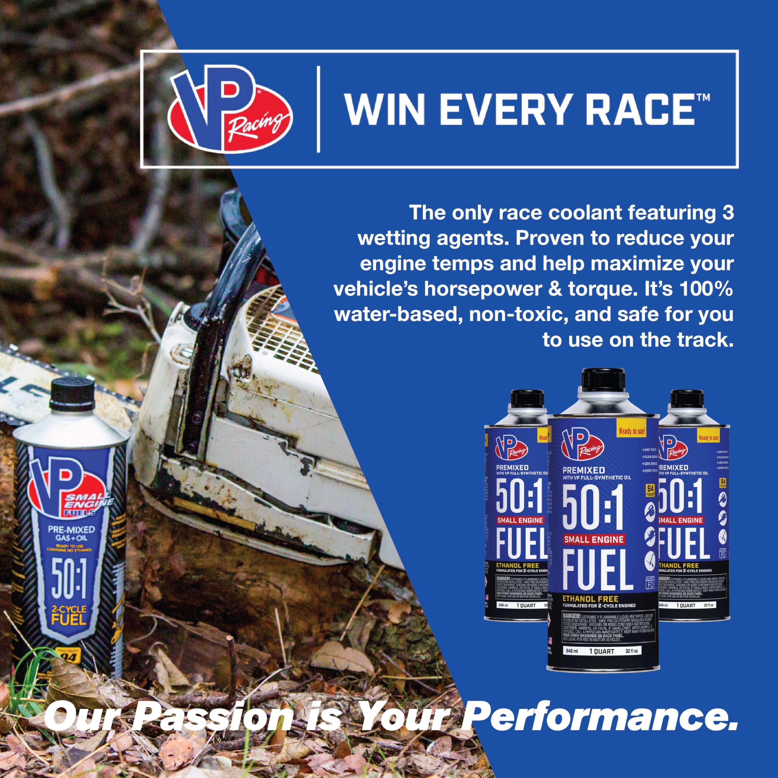 6235 VP Racing Fuels 50:1 SEF Premixed 2-Cycle Small Engine Fuel, 1 Quart