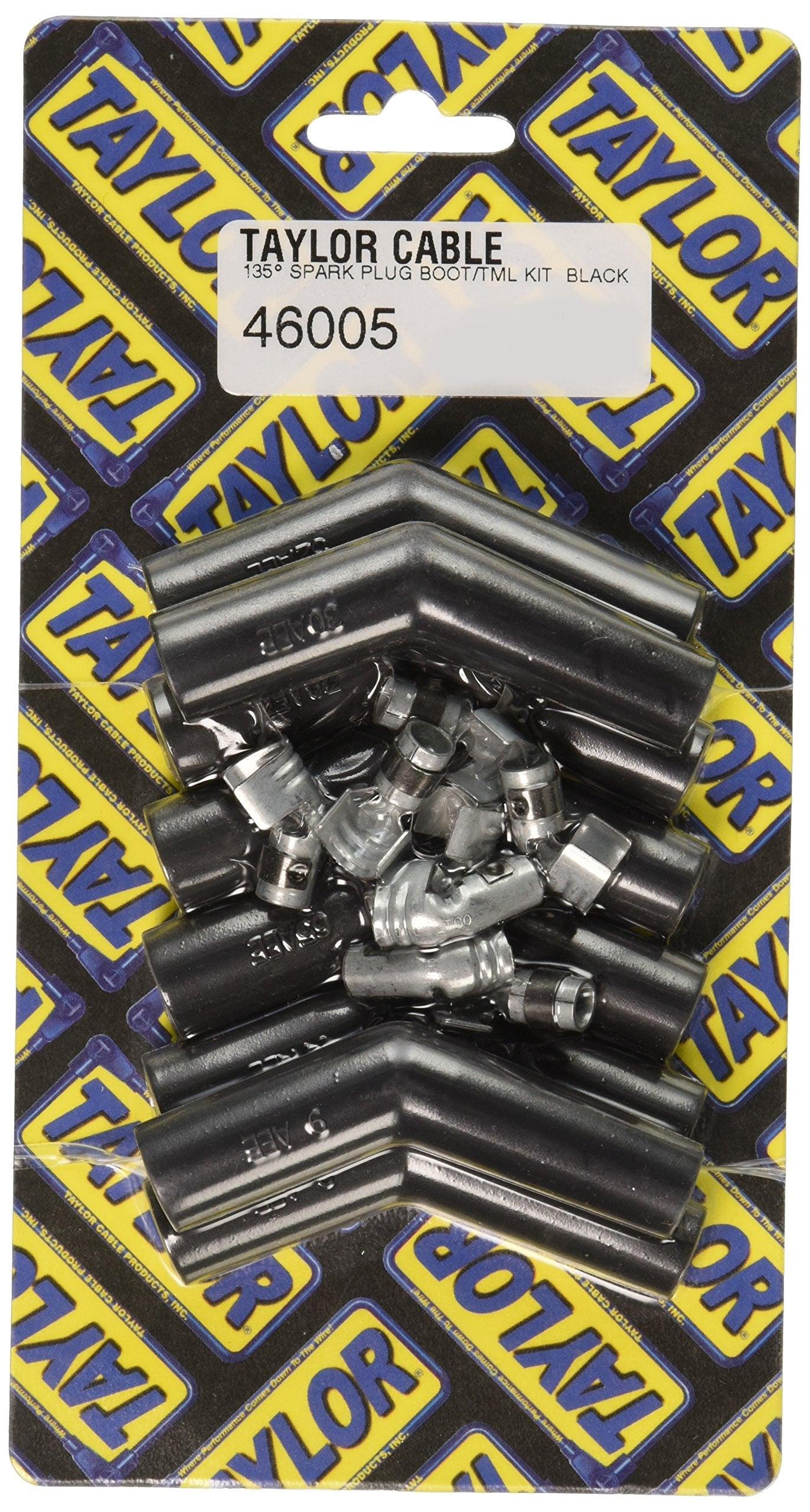 Boot/Terminal Kit, Taylor Cable Spark Plug, 8-10.4 mm, Black, 135 Degree, Set of 8