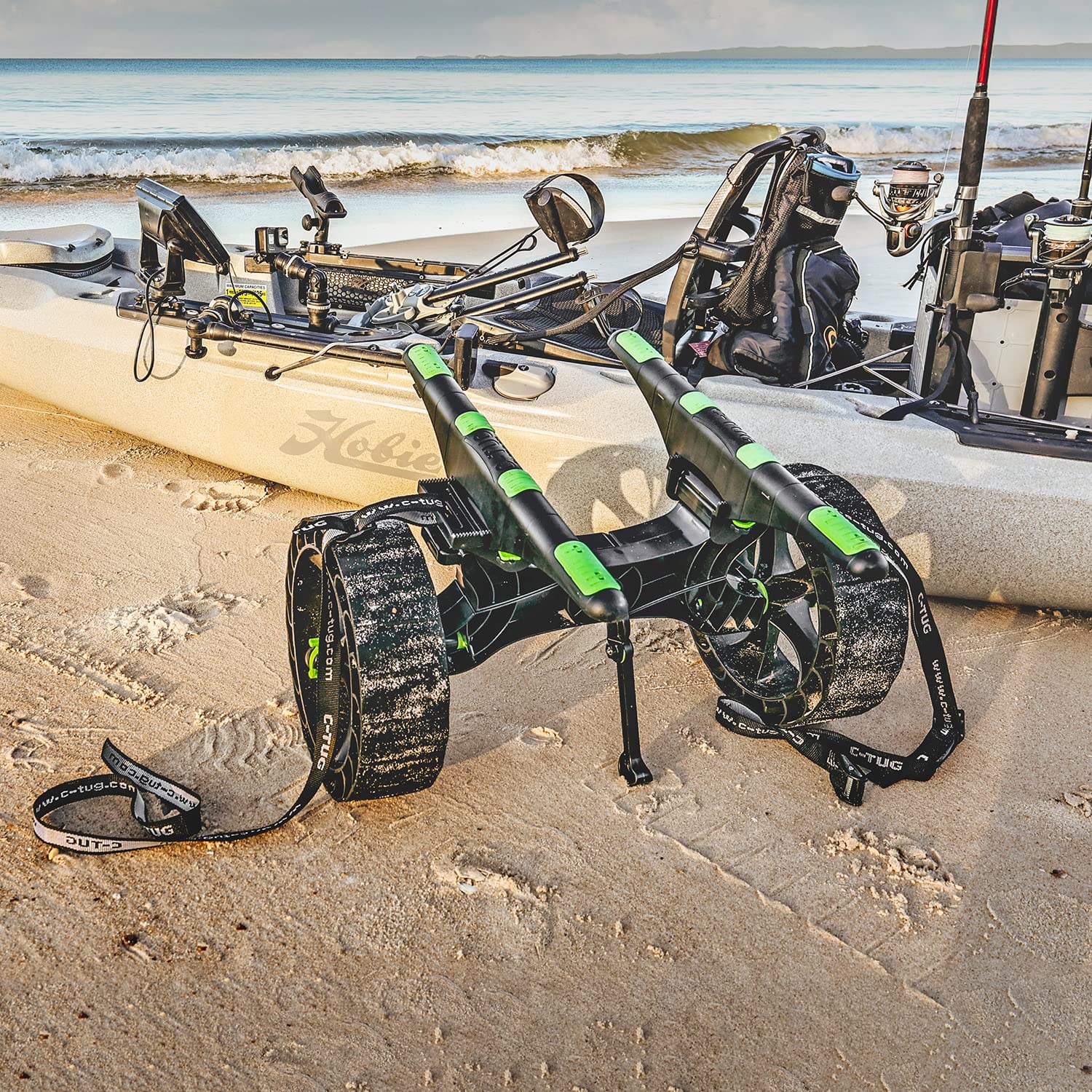 C-Tug RAILBLAZA Kayak Cart | Adjustable Width Hull Rails | Fits Most Kayak Hatches | Lightweight | Non-Slip Rubber Hull Rails | Compatible with Kiwi & Sandtrakz Wheel Carts | Kayak Trailer & Wheels