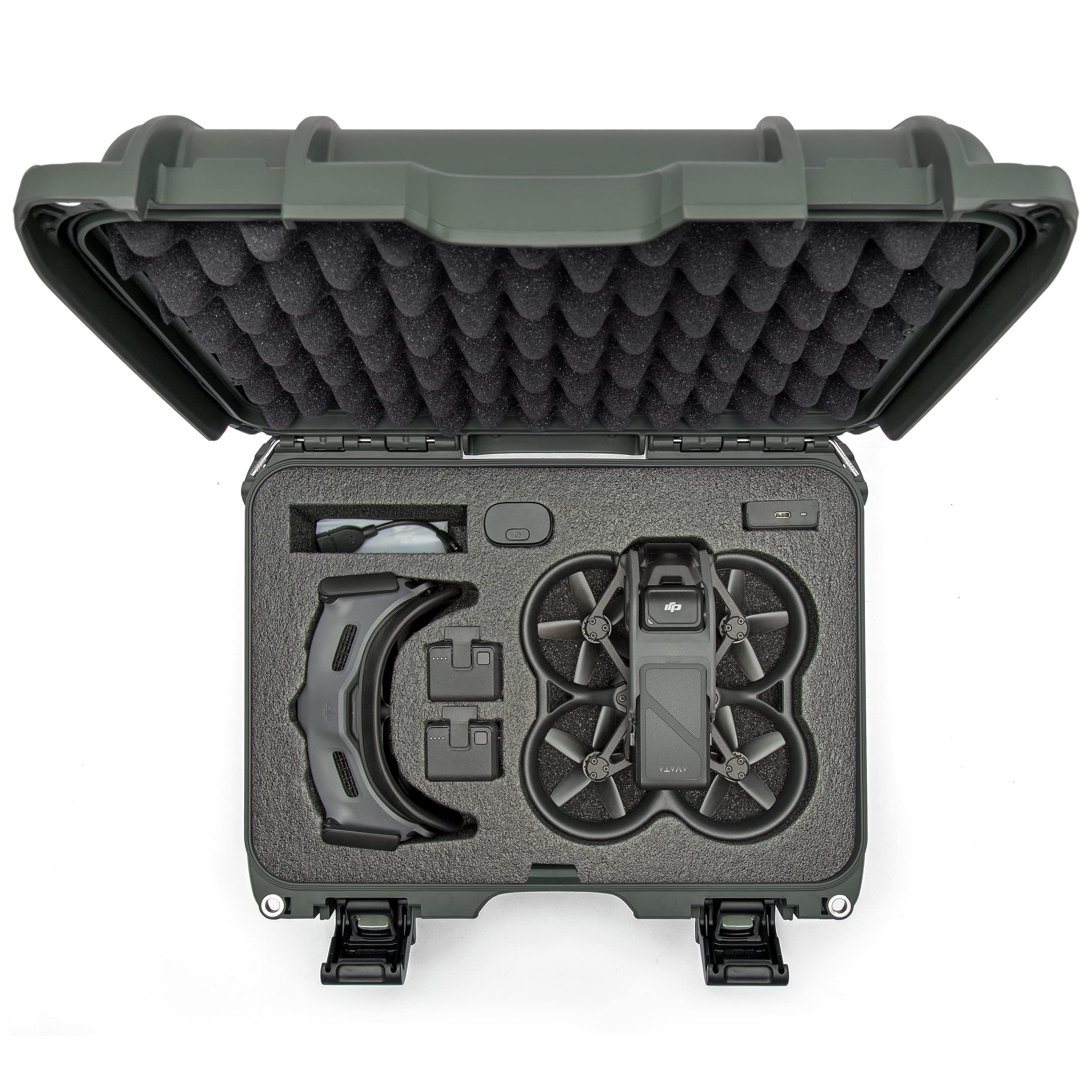 Waterproof Nanuk 915 Hard Case with Foam Insert for DJI Avata FPV Unit, Goggles and Controller - Olive (915S-080OL-0A0-C0778)