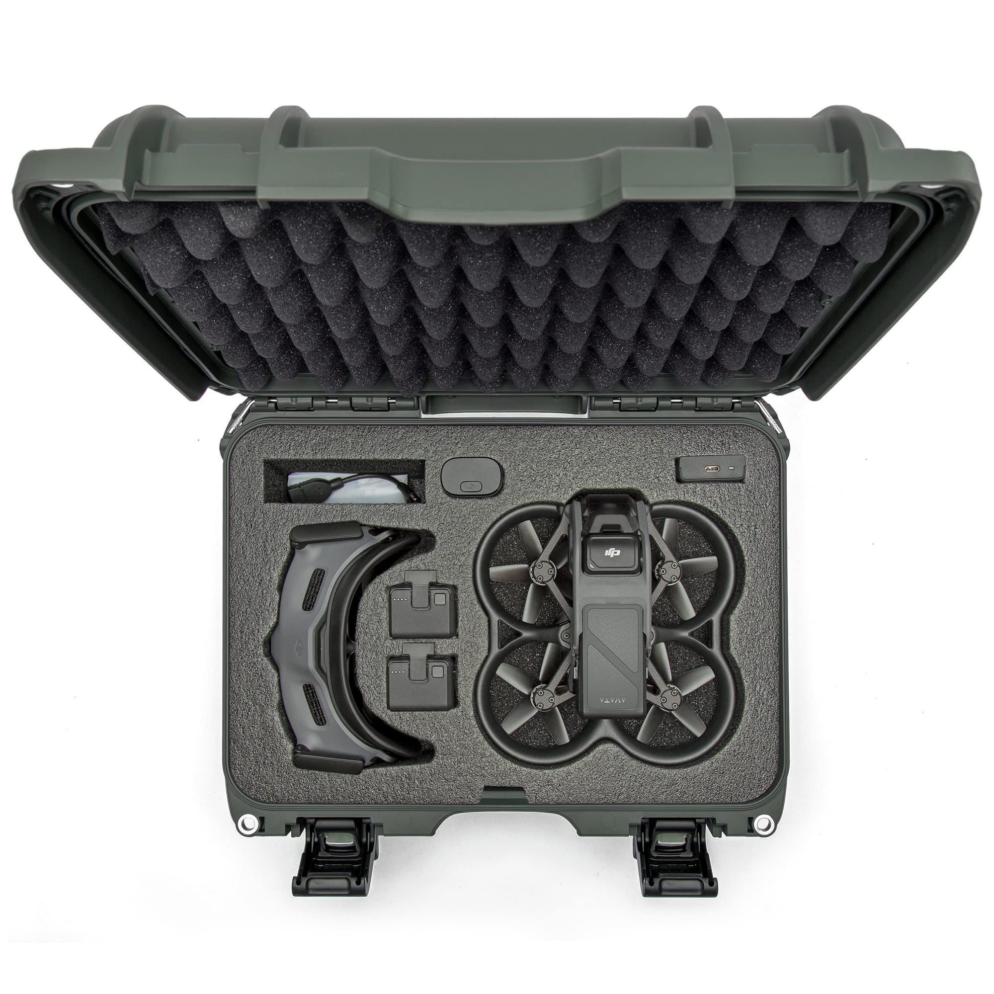Waterproof Nanuk 915 Hard Case with Foam Insert for DJI Avata FPV Unit, Goggles and Controller - Olive (915S-080OL-0A0-C0778)
