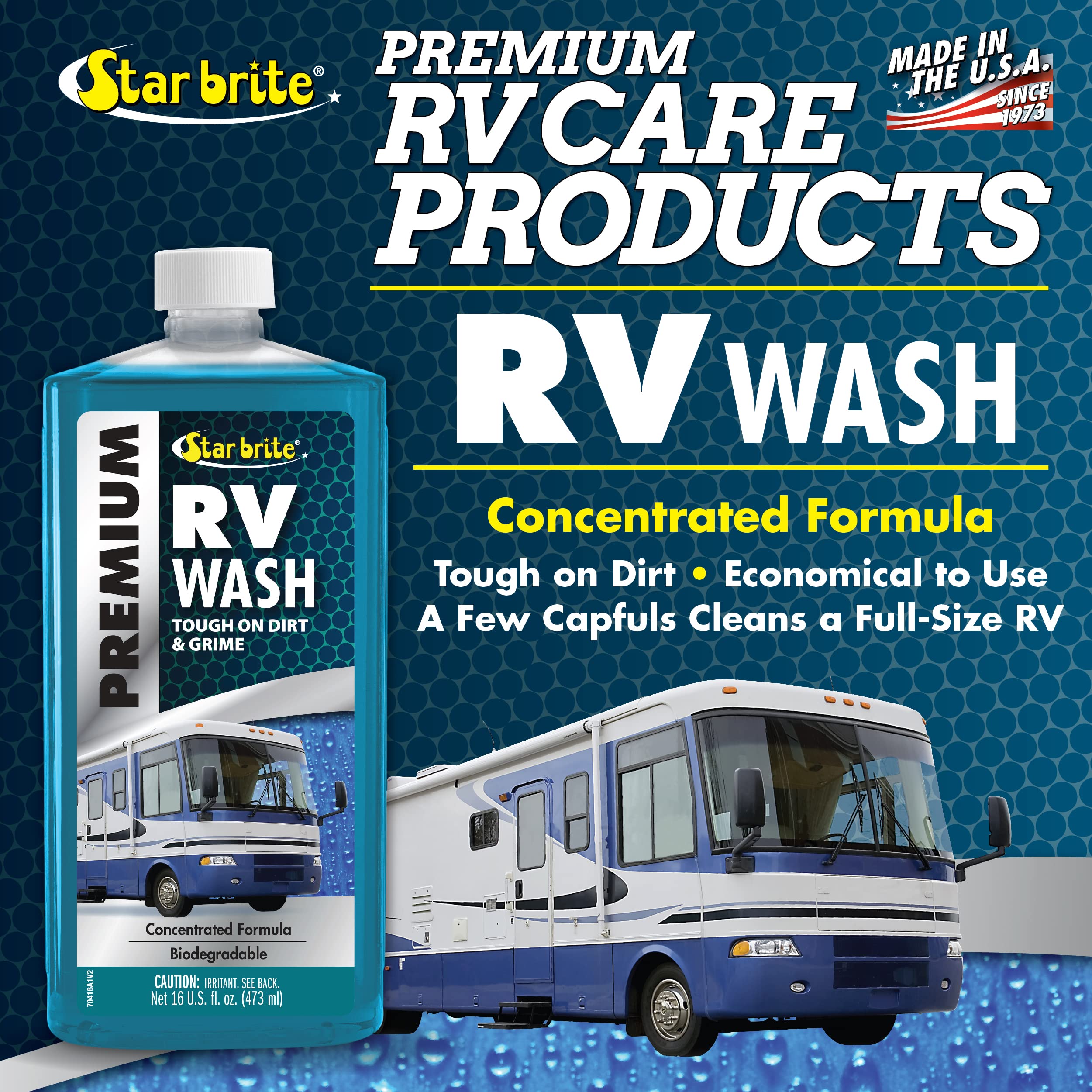 Premium RV Wash STAR BRITE - Ultimate RV Exterior Cleaner for Road Grime & More - Ideal for All Camper Surfaces - 16 OZ (070416P)