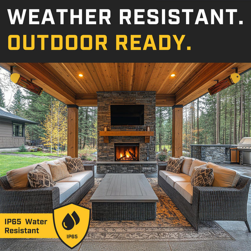 Obsidian Big Ass Fans - Low-light Infrared Electric Heater, Black and Yellow, Indoor or Outdoor Spaces, Patios, Restaurants, Hardwired Wall Mount