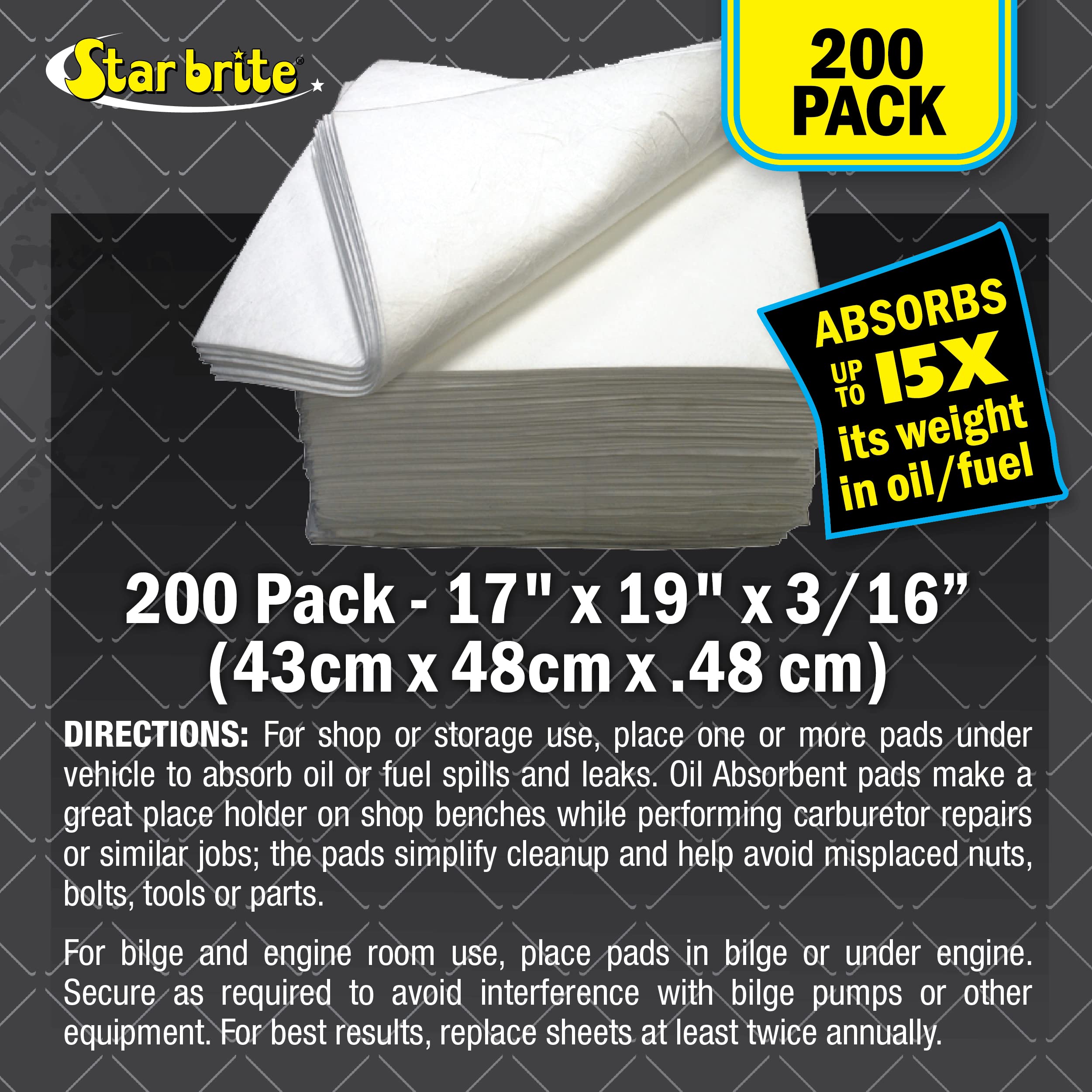 Bulk STAR BRITE Bilge Pads 17 x 19 Single Weight (200 Bail) (091820)