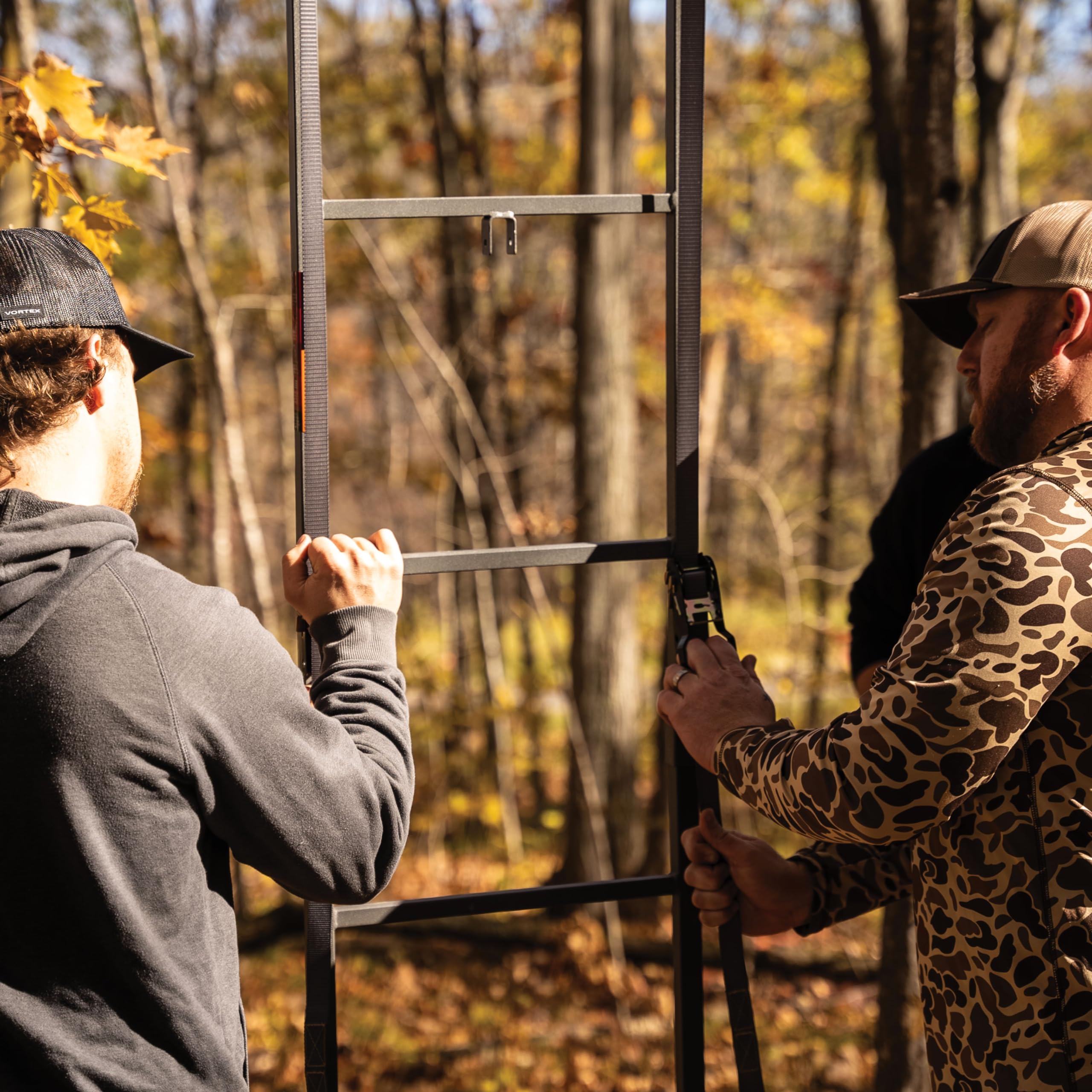 Rivers Edge Jumbo Jack 1-Man LS Ladder Stand, 19’ Height, Lockdown Strapping System, Wide Flip-Up TearTuff Mesh Seat, Jumbo Platform, Flip-Out Footrest, 2-Way Adjustable Shooting Rail, RE674