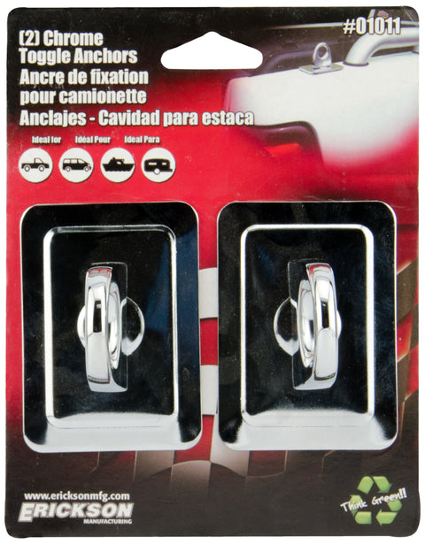Chrome Erickson Stake Pocket Anchor, (Pack of 2)