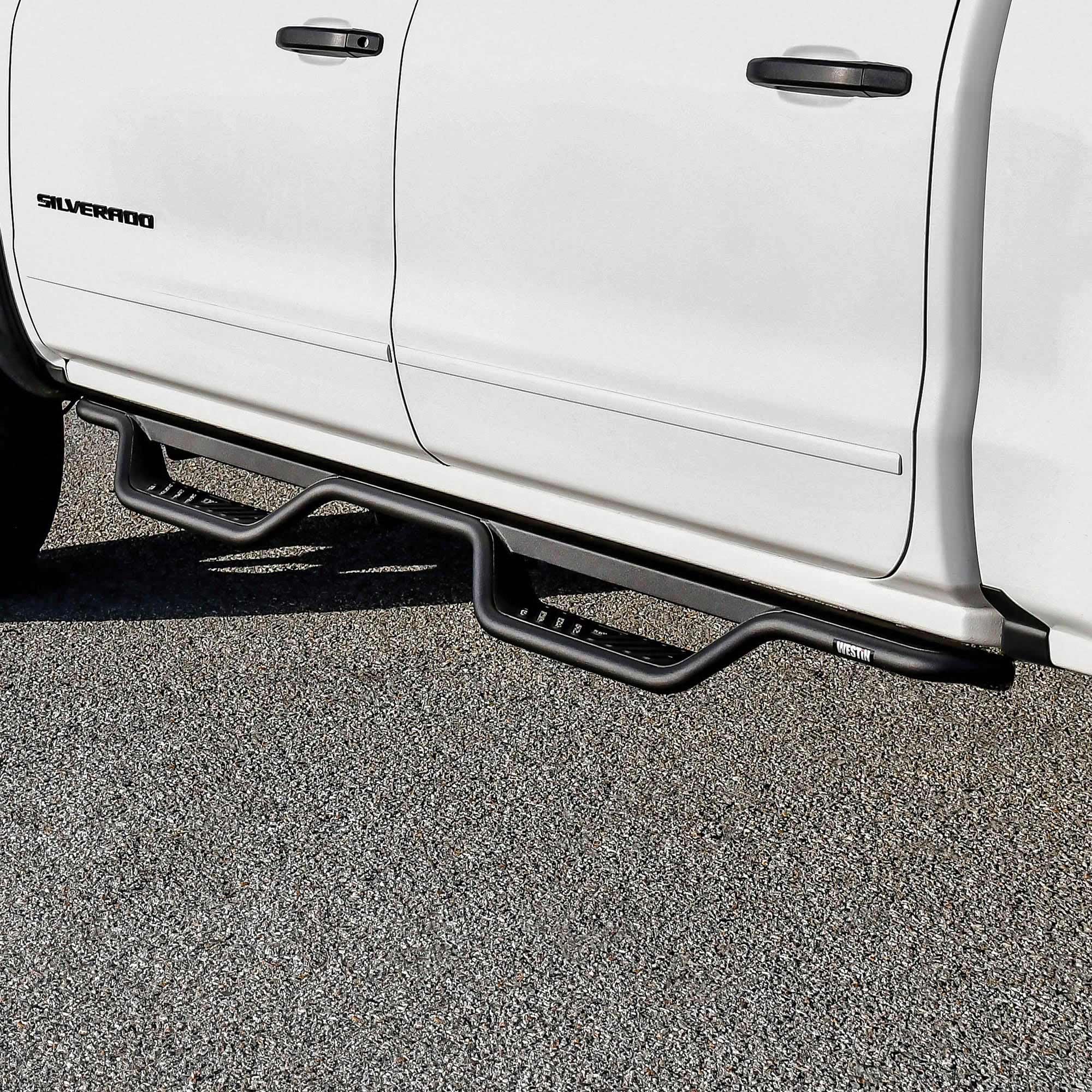 Westin 20-13725 Outlaw Black Drop Nerf Step Bars fits 2014-2018 Silverado Sierra 1500 2015-2019 2500 3500 Crew Cab (Excl. Diesel) 1 Pair