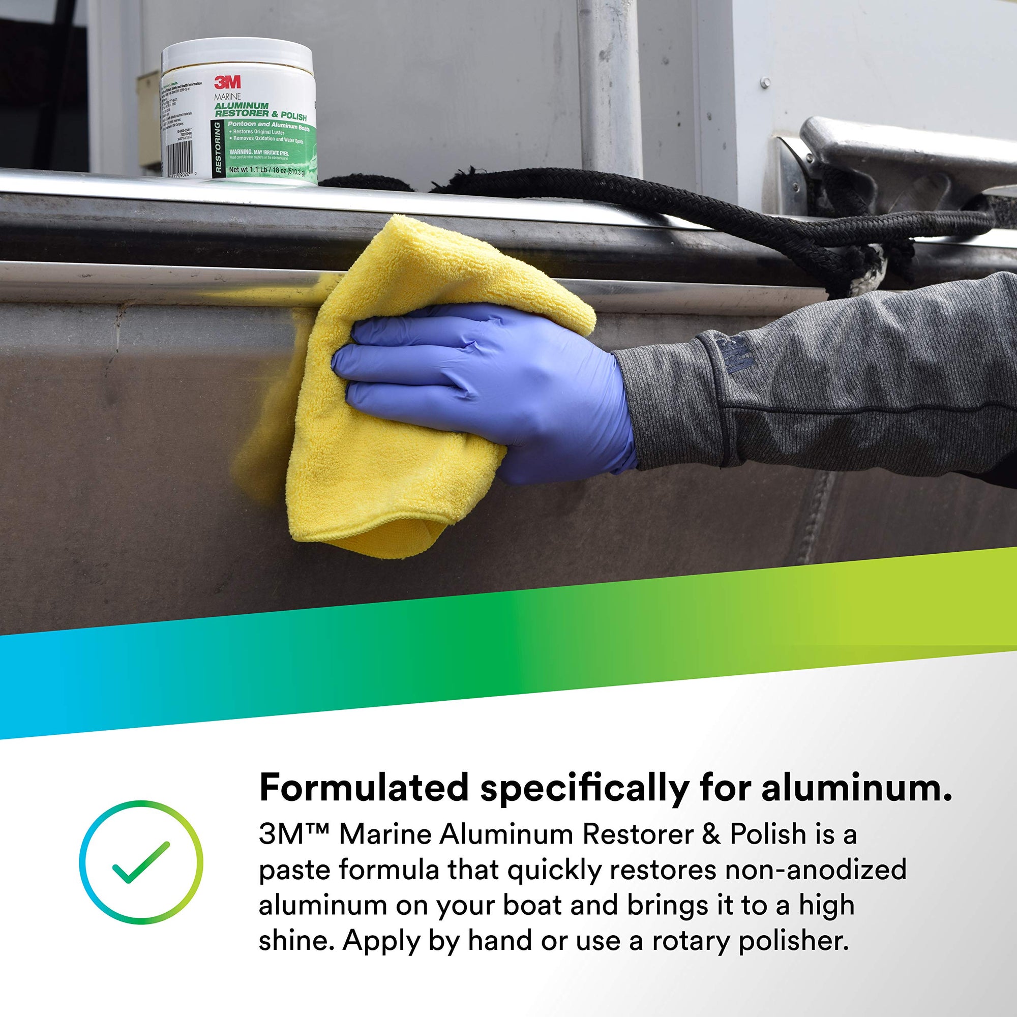 3M Aluminum Marine Restorer and Polish, 09020, 18 oz, for Marine Detailing, Remove Heavy Oxidation and Chalking, 1 Tube