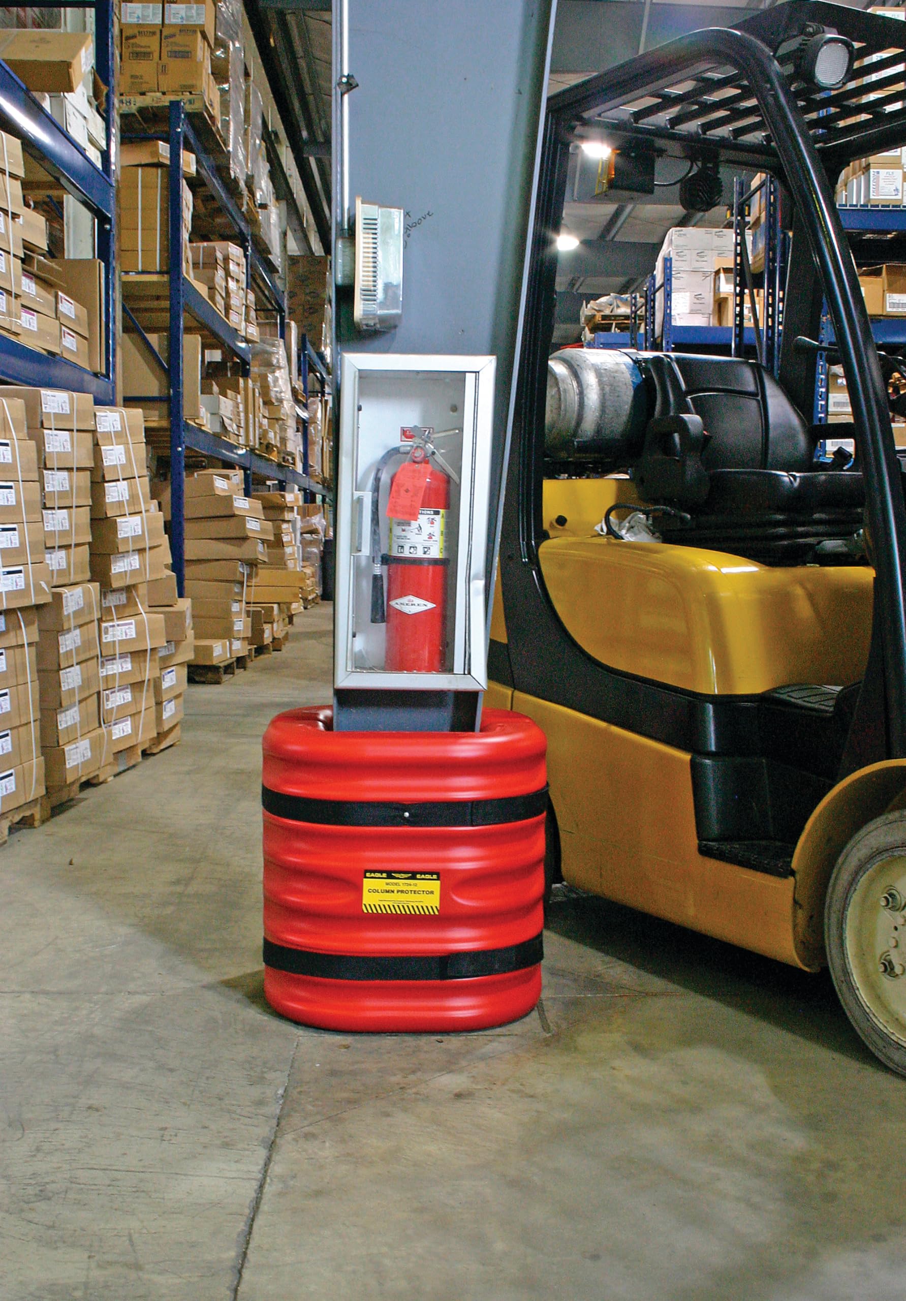 Plastic Eagle Column Protector for 8" Square Column with Interlocking Halves and Easy-Install Straps, 24" x 24" x 24", High-Density Polyethylene (HDPE), Made in The USA, Red, 17248RED