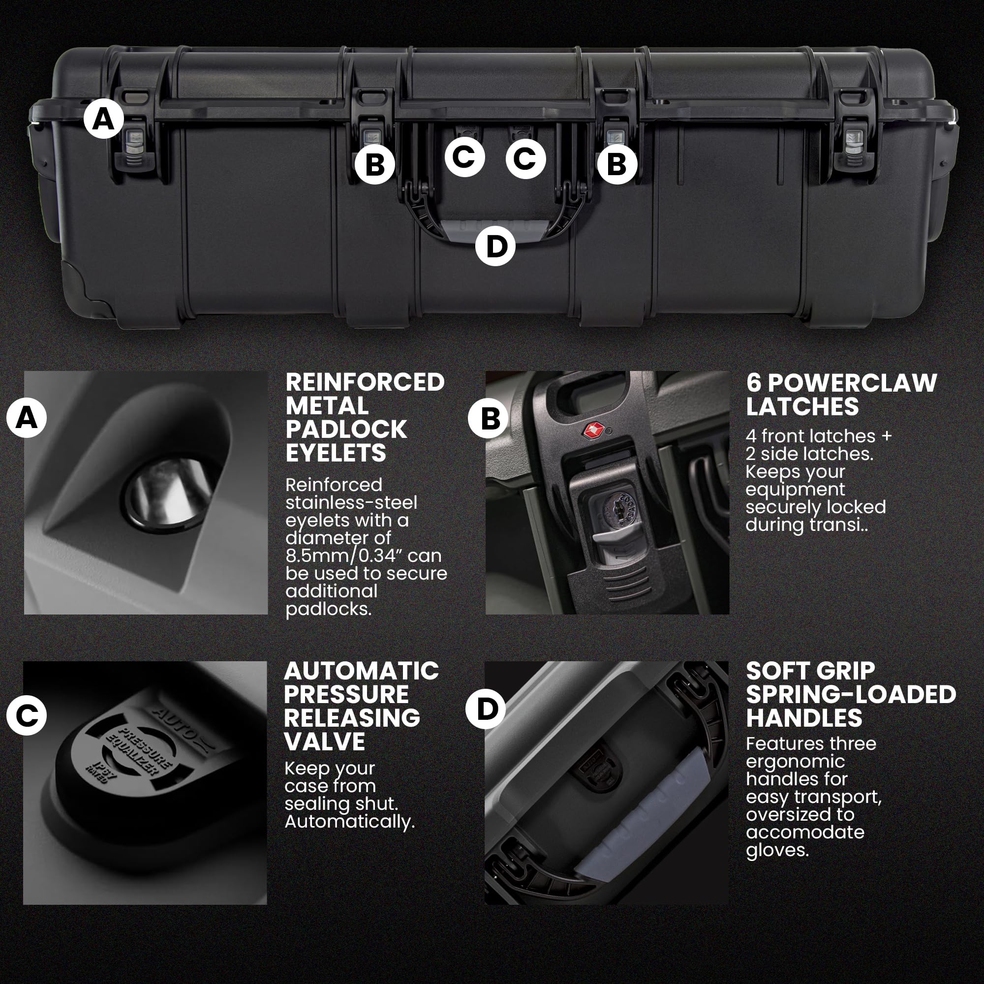 NANUK 988 Hard Case with Wheels 45” & Customizable Foam Insert, IP67 Waterproof & Crushproof, Rugged Construction for Ultimate Protection, Made in Canada – Black (44.9” x 16.3” x 13.6”) (4 UP Black)