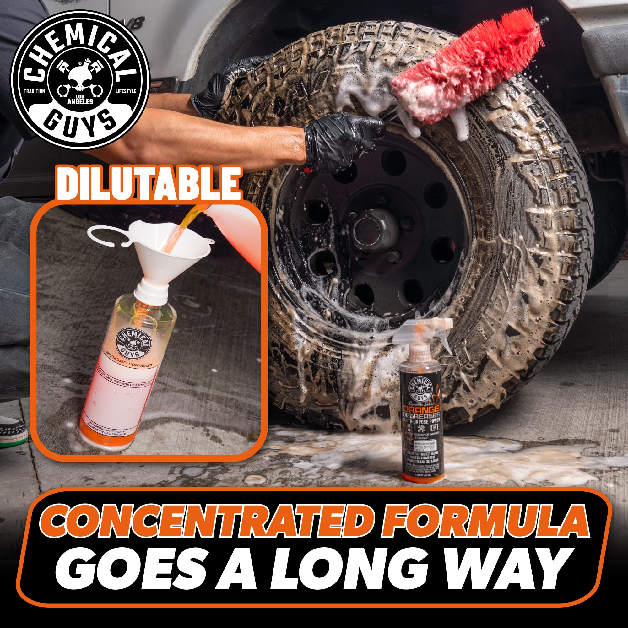 Chemical Guys Orange Signature Series Degreaser Spray - Heavy Duty All Purpose Cleaner for Engines, Tires, Undercarriages, Tools and More, Professional Strength, Breaks Down Grease, Oil & Grime, 16 oz