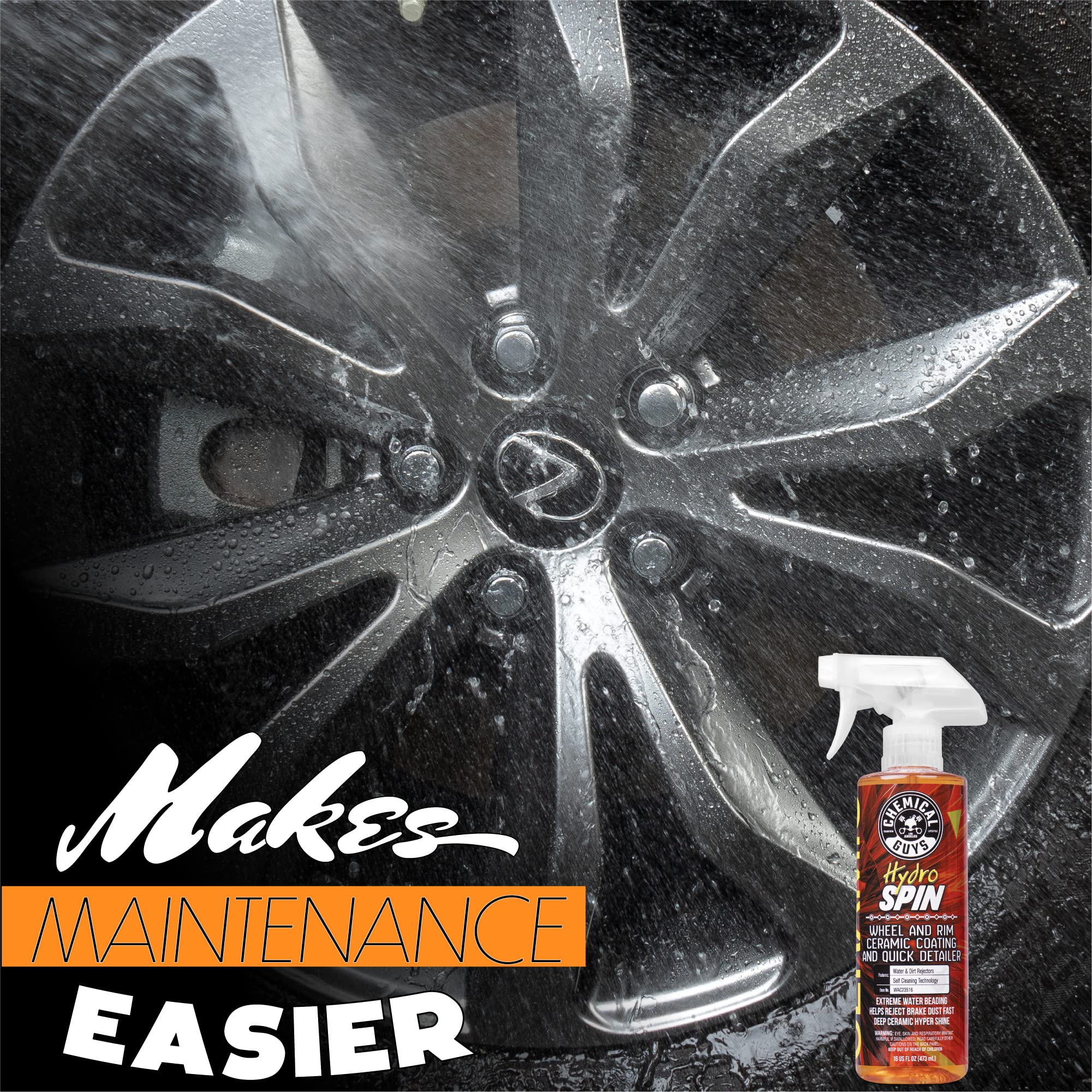 Chemical Guys HydroSpin Ceramic Coating and Quick Detailer Spray - 16 oz Protects Wheels, Rims & Brake Parts with Hydrophobic Shine