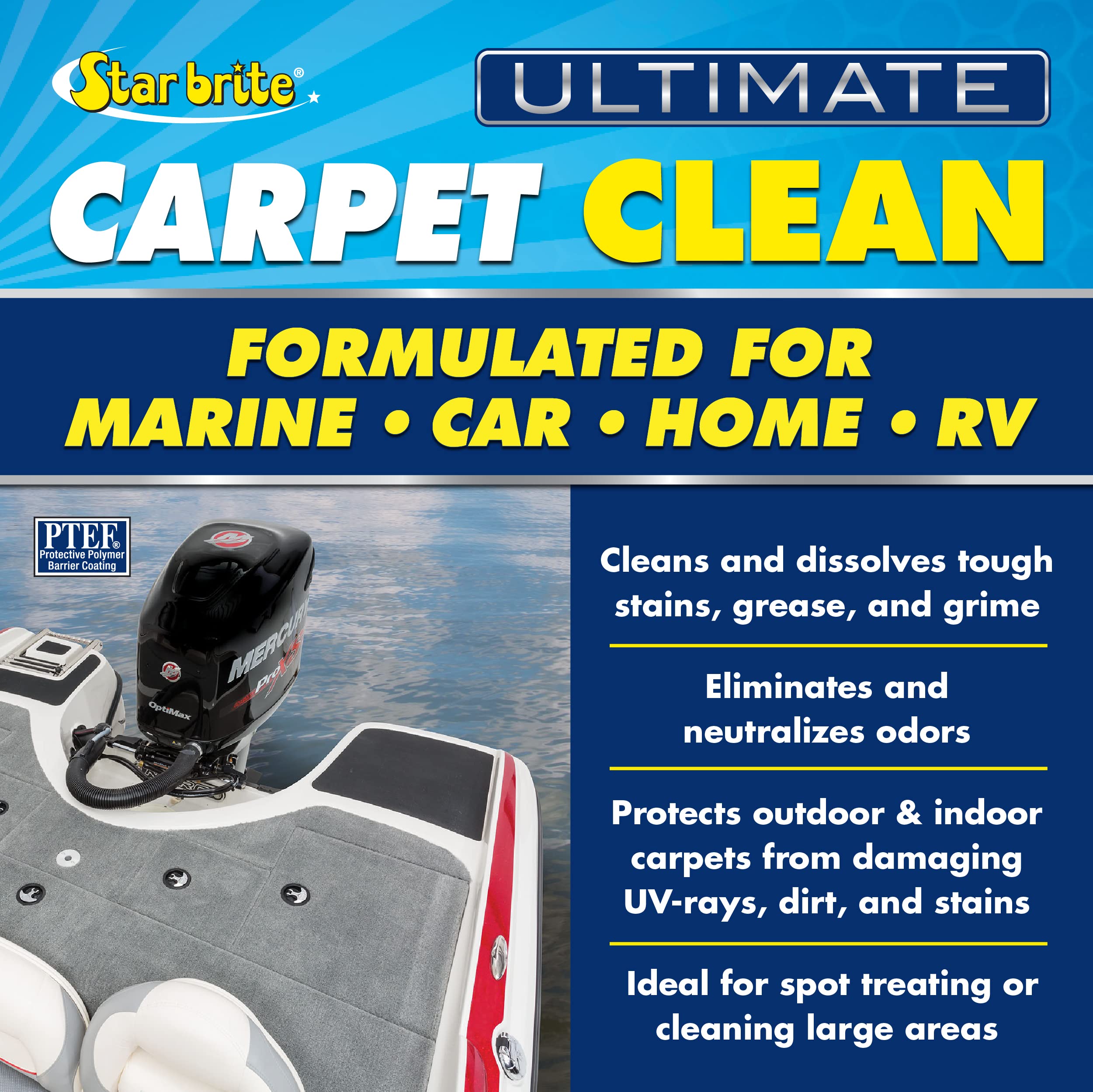 Ultimate STAR BRITE Carpet Clean Spray - High-Performance Marine Cleaner for Boats, Bass Boats - Removes Tough Stains & Odors - Easy to Use - Ideal for Car, Home, and RV (088922P)