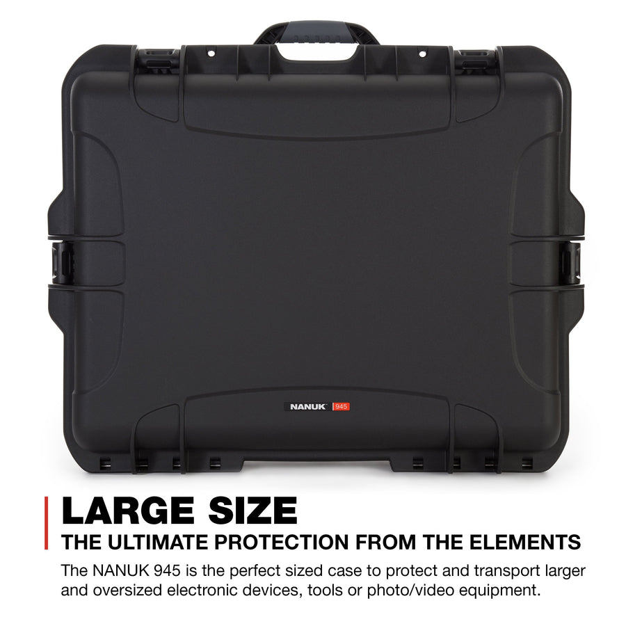 Nanuk 945 Large Series Lightweight NK-7 Resin Waterproof Protective Case with Padded Dividers, Black
